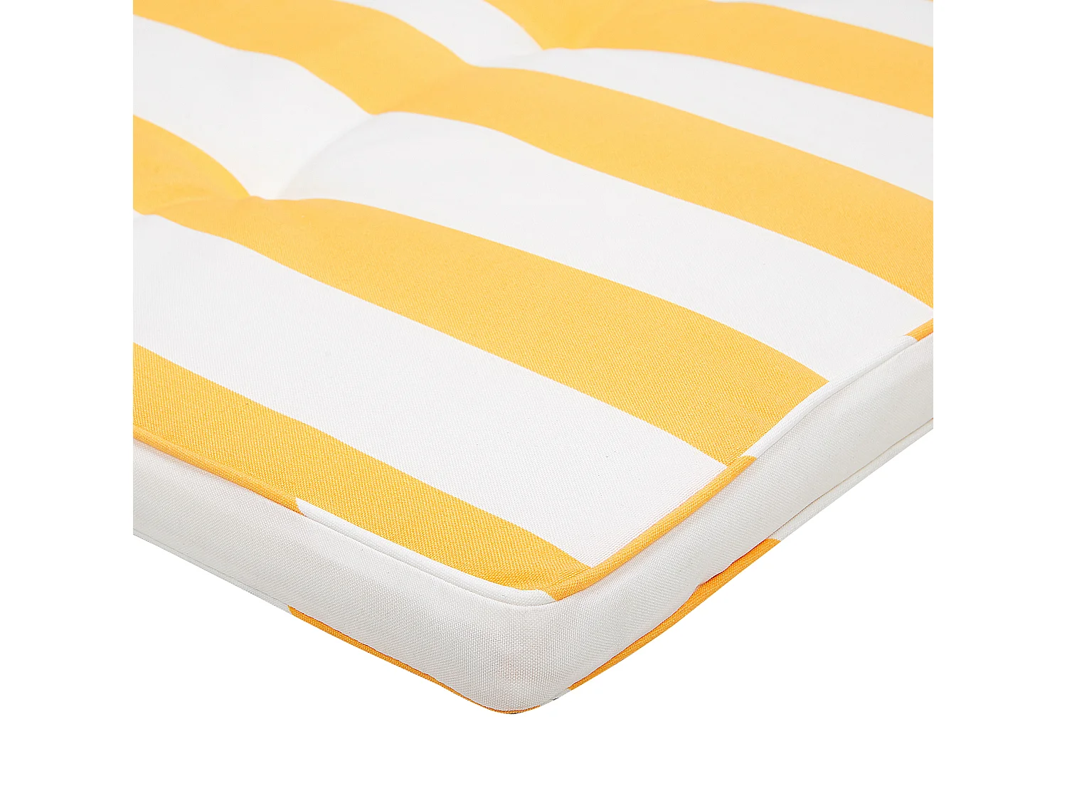 Transat de jardin en bois avec coussin en tissu à rayures jaunes CESANA