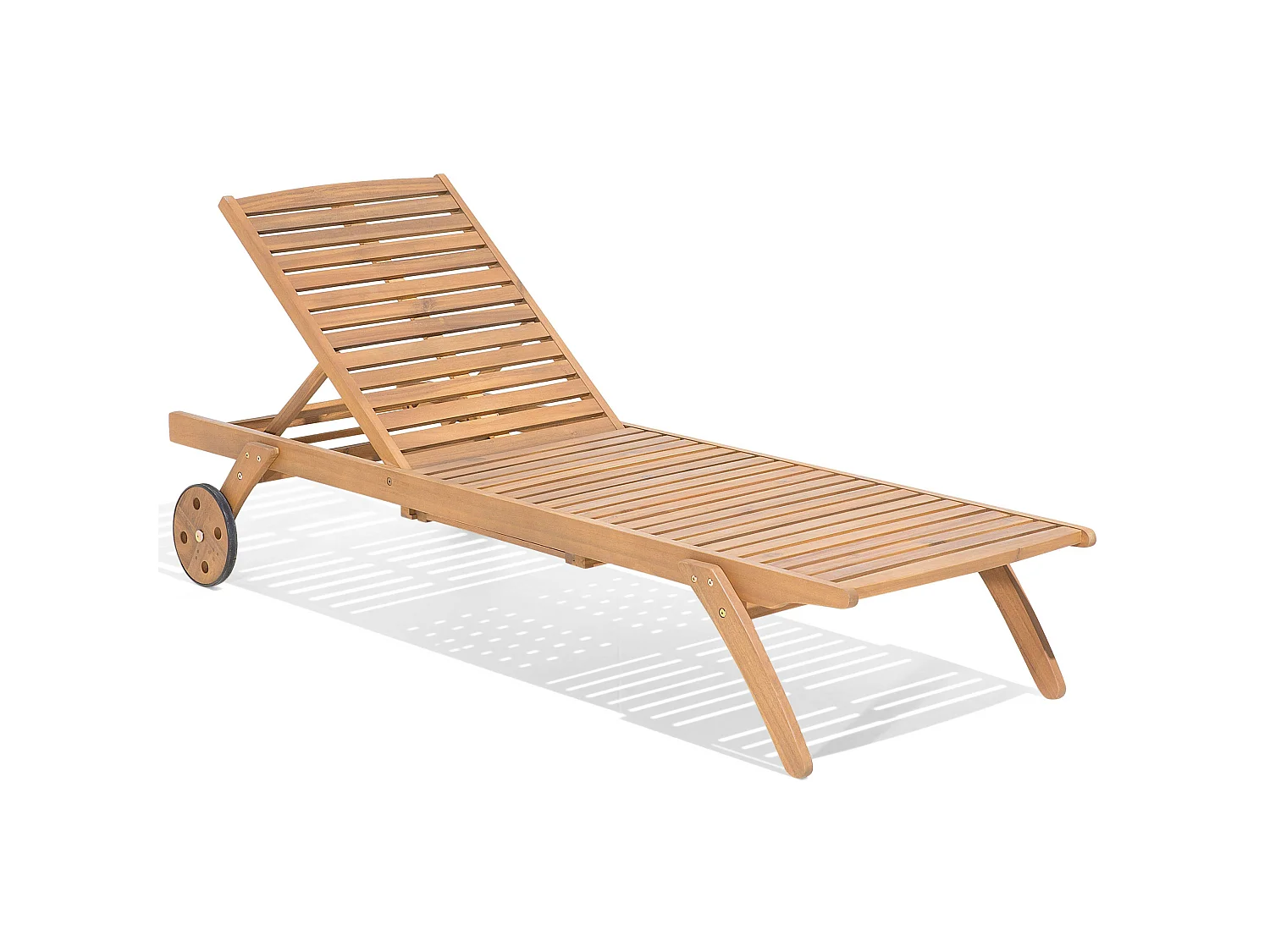 Transat de jardin en bois avec coussin en tissu à rayures jaunes CESANA