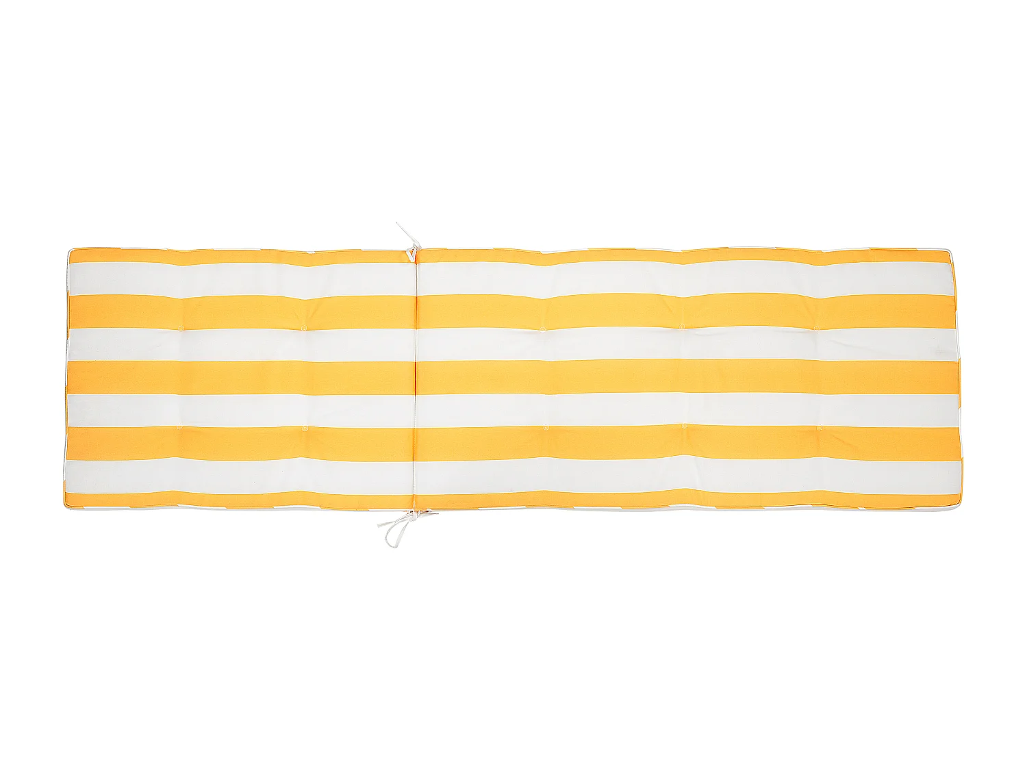 Transat de jardin en bois avec coussin en tissu à rayures jaunes CESANA