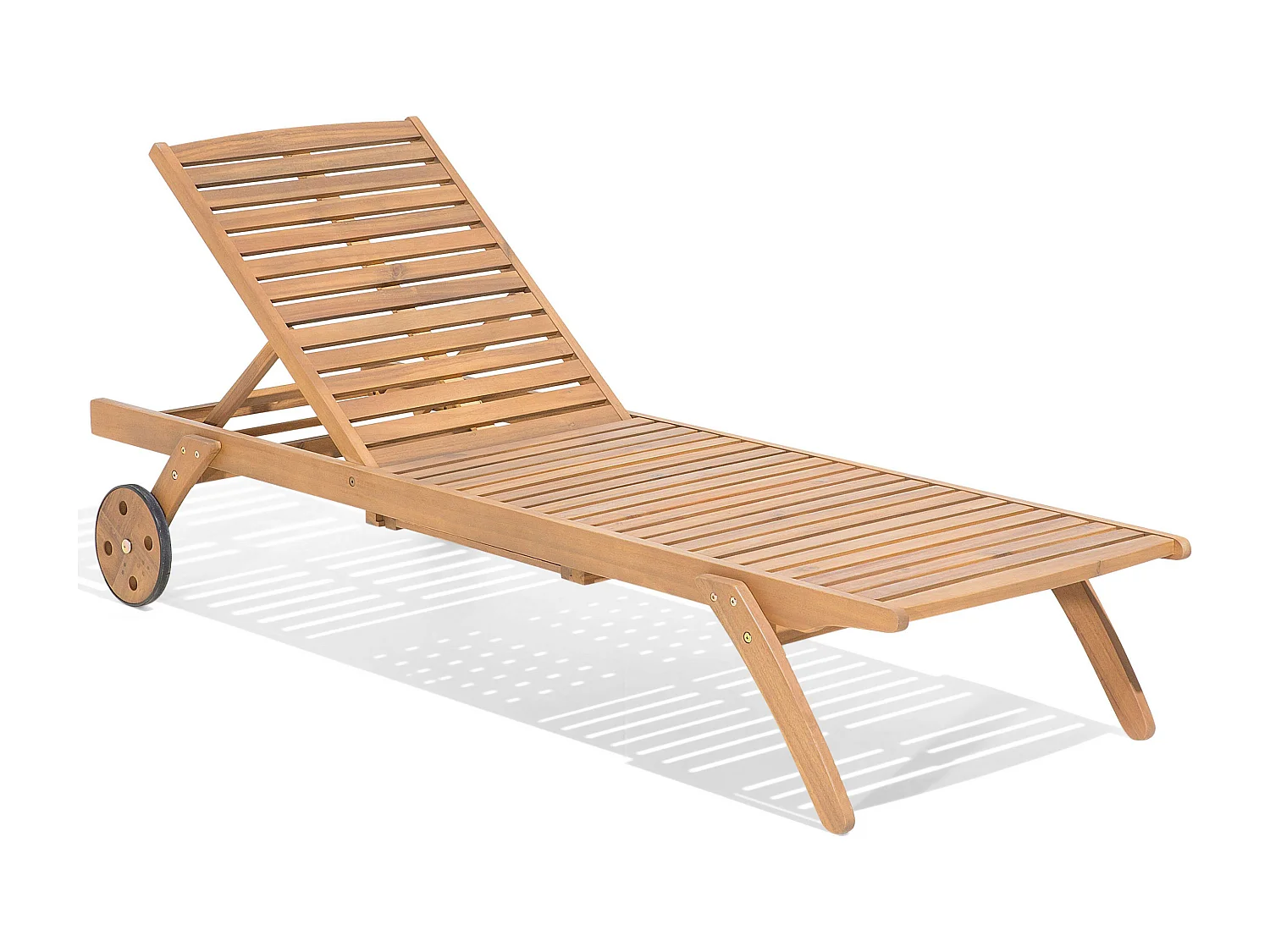 Transat de jardin en bois avec coussin en tissu à rayures jaunes CESANA
