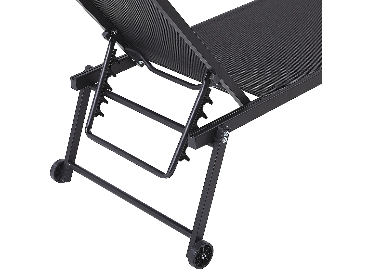 Sonnenliege Gartenliege mit Rollen Aluminium Textilbespannung Schwarz Portofino