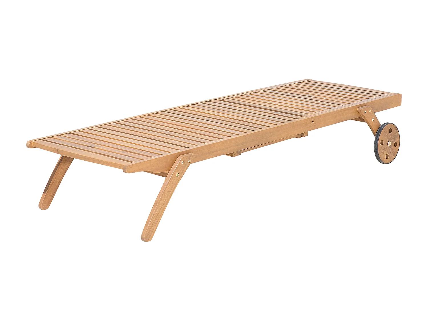 Gartenliege Akazienholz hellbraun verstellbare Rückenlehne rollbar Cesana