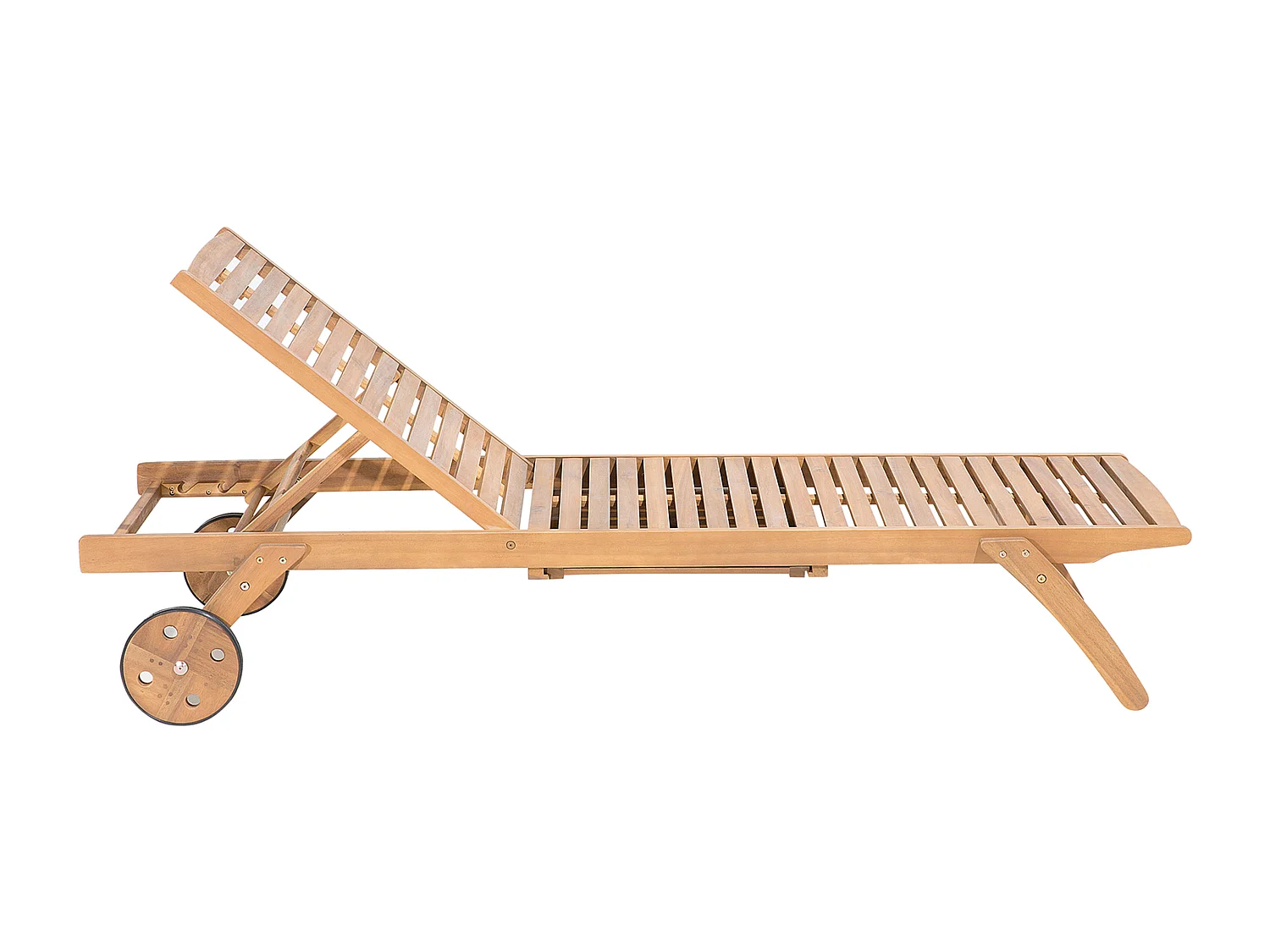 Gartenliege Akazienholz hellbraun verstellbare Rückenlehne rollbar Cesana