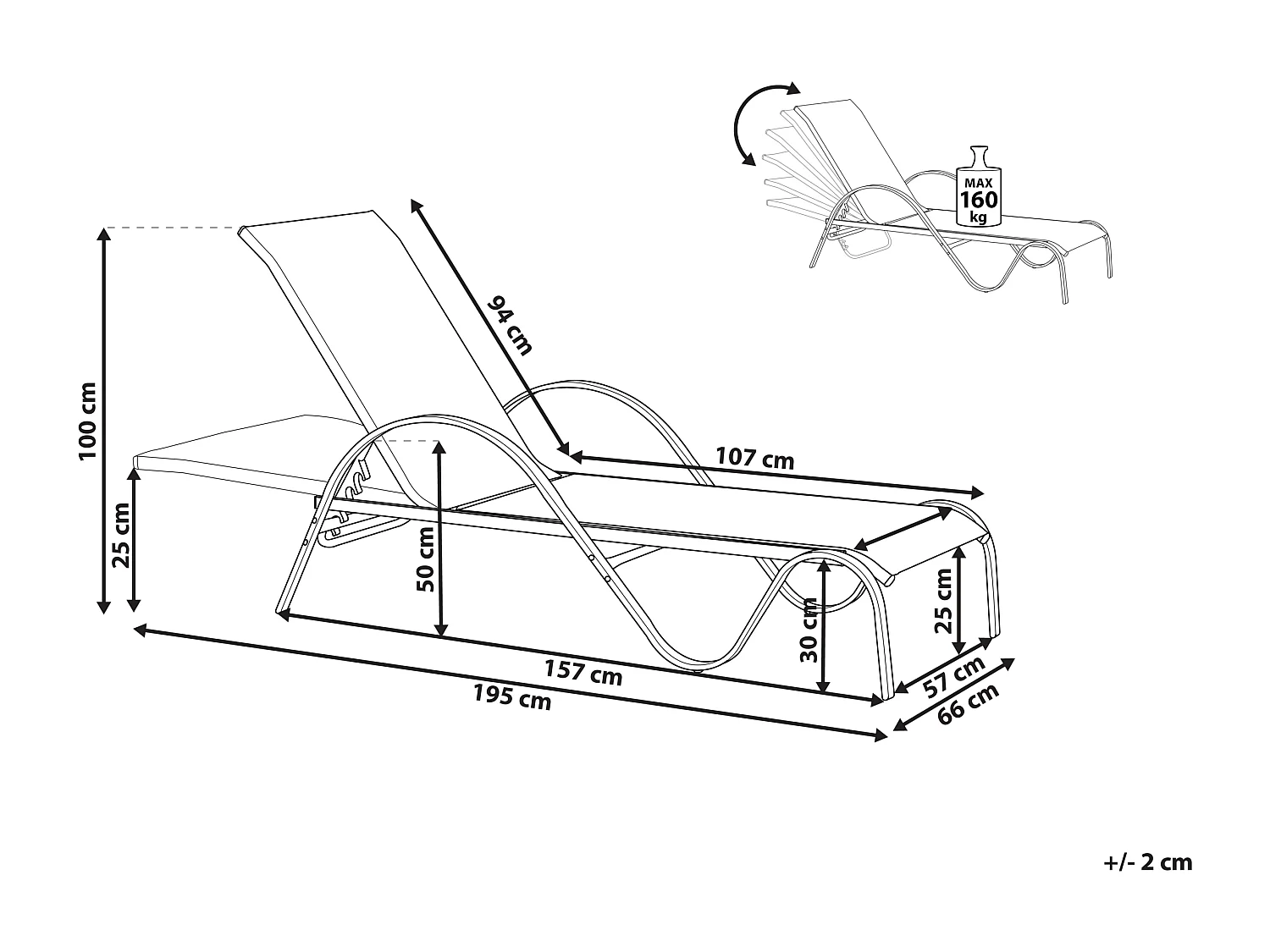 Leżak ogrodowy PROCIDA Rozkładany Metal Jasnobrązowy