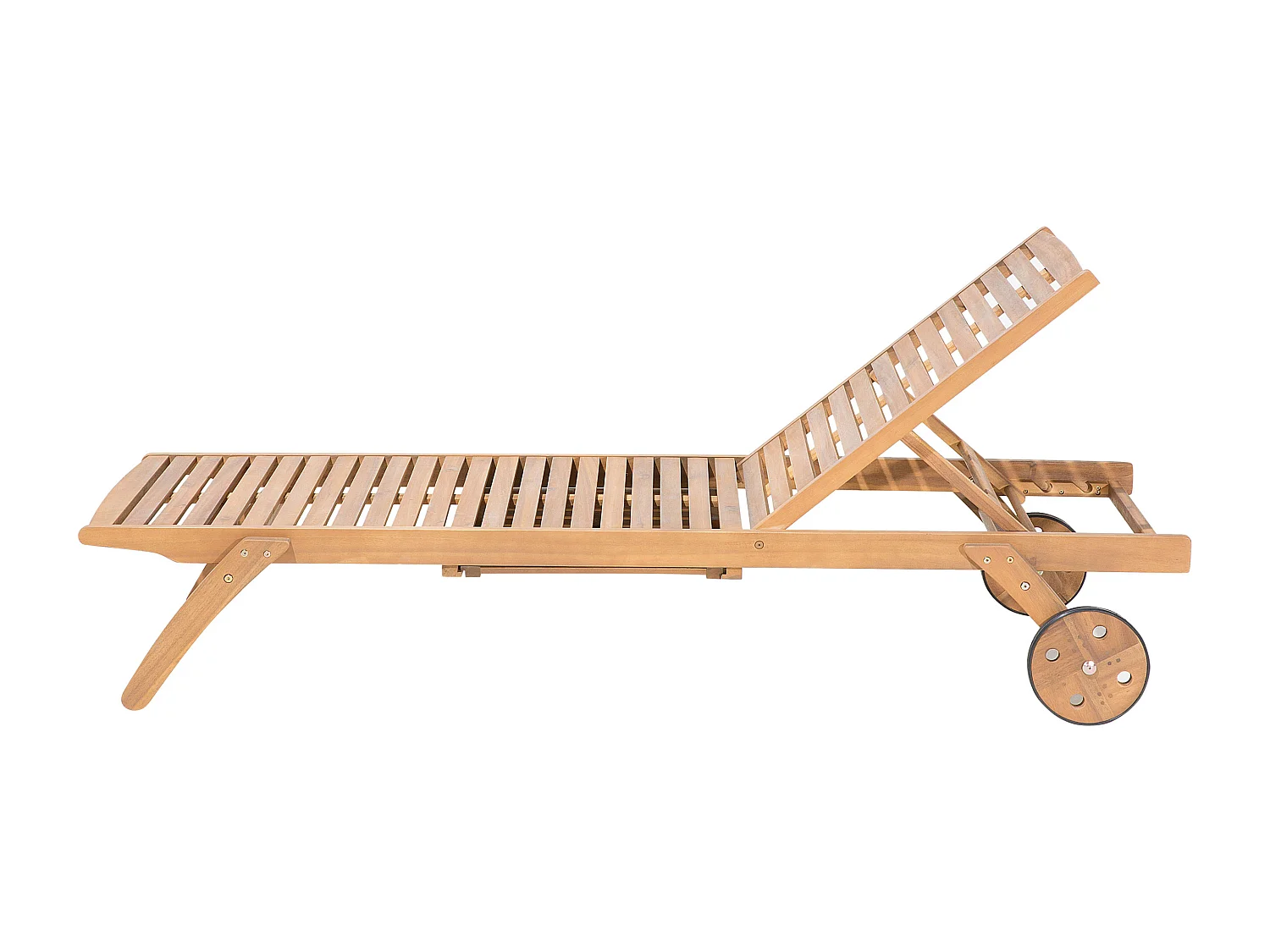 Transat de jardin en bois avec tablette et coussin gris CESANA