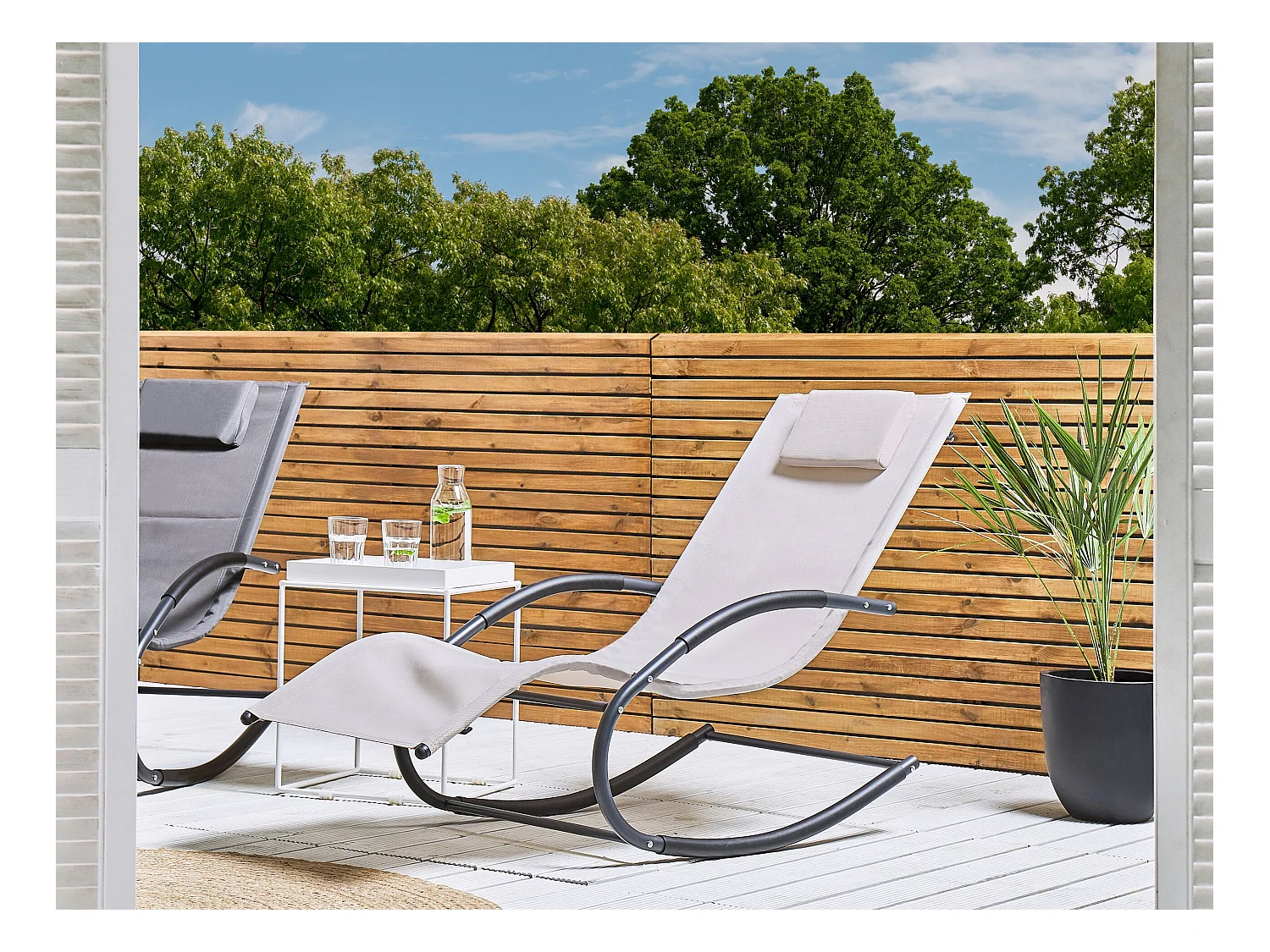 Leżak ogrodowy bujany CARANO II Metal Beżowy