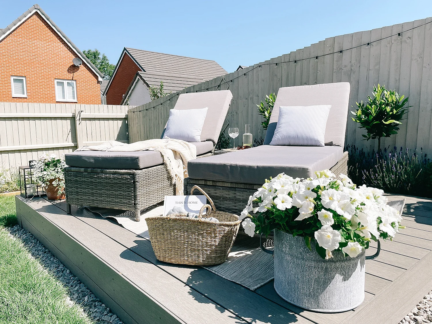 Sonnenliege mit Kissen TURIN Polyrattan Grau