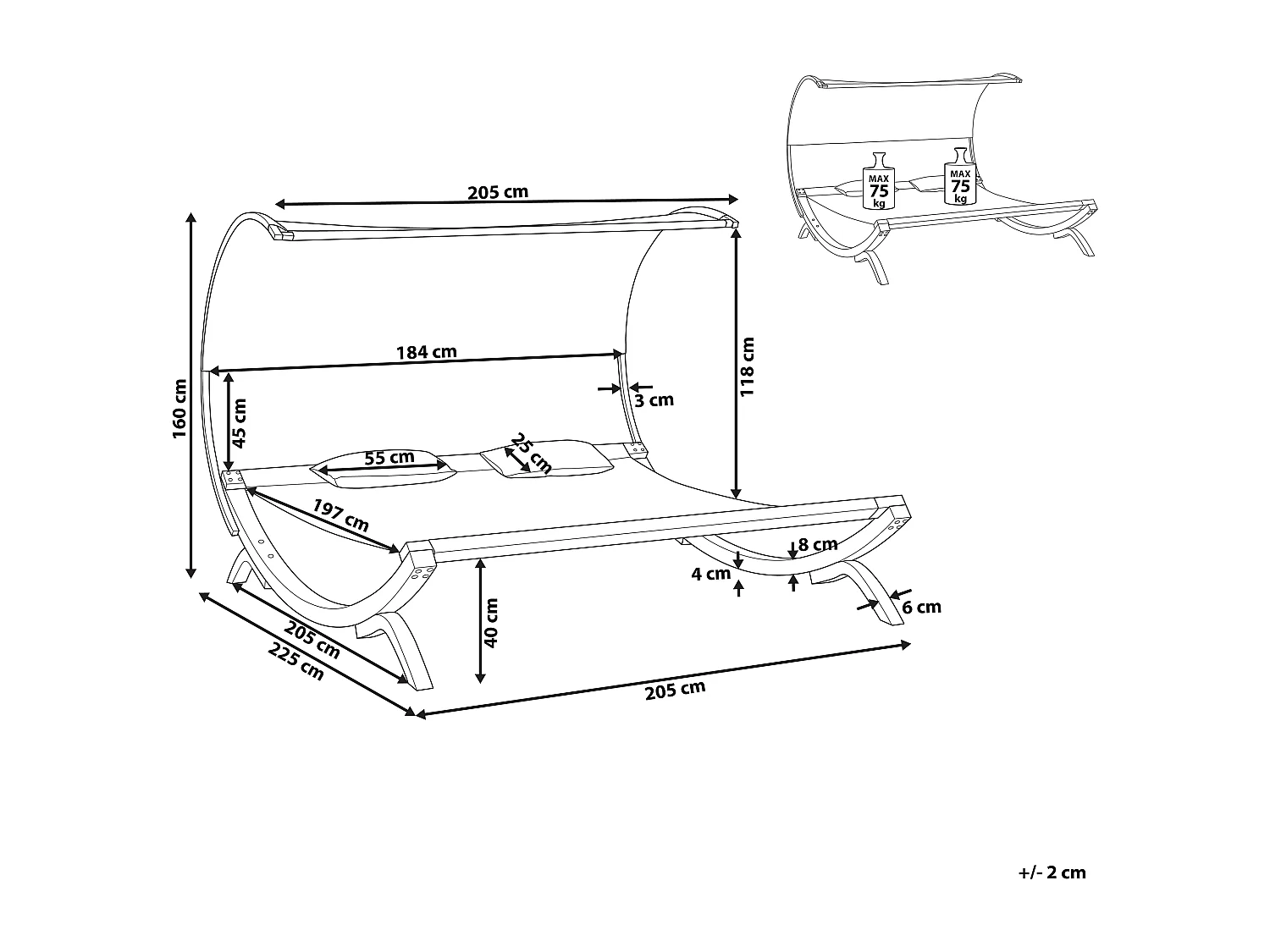 Transat avec coussin TERAMO Blanc cassé