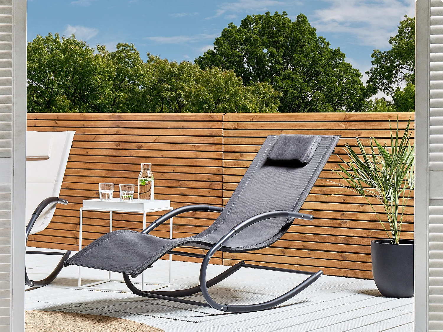 Gartenliege Schaukelliege Liegestuhl Sonnenliege Polyester Grau Carano II