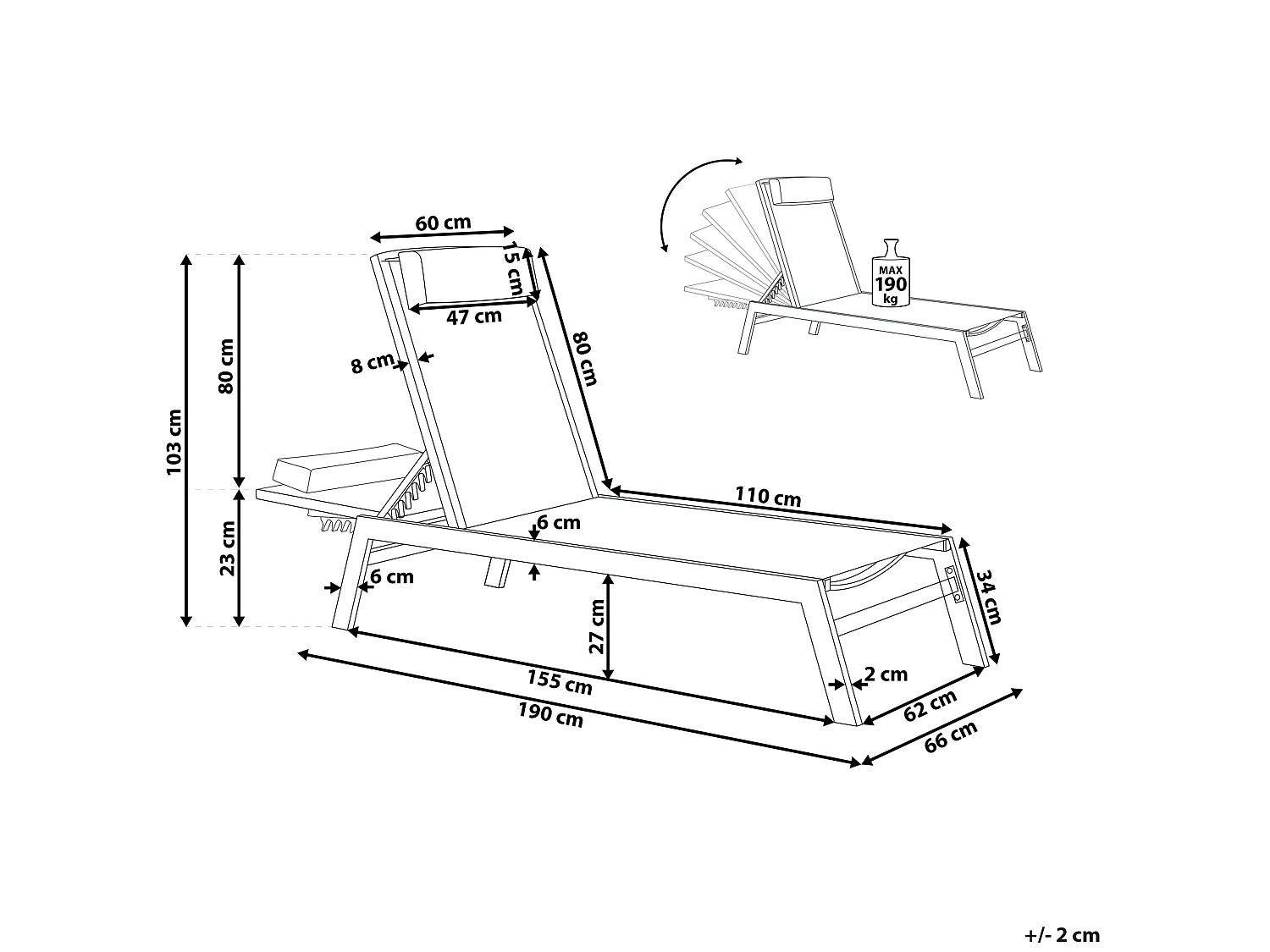 Gartenliege Liegestuhl Sonnenliege Relaxliege Grau Aluminium Polyester Catania