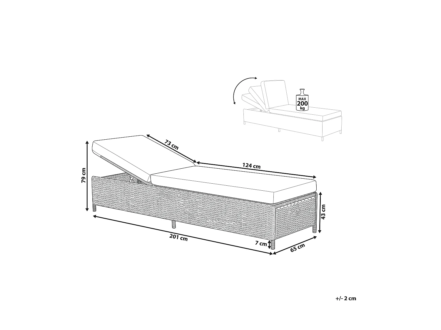 Transat avec coussin TURIN Polyrotin Blanc