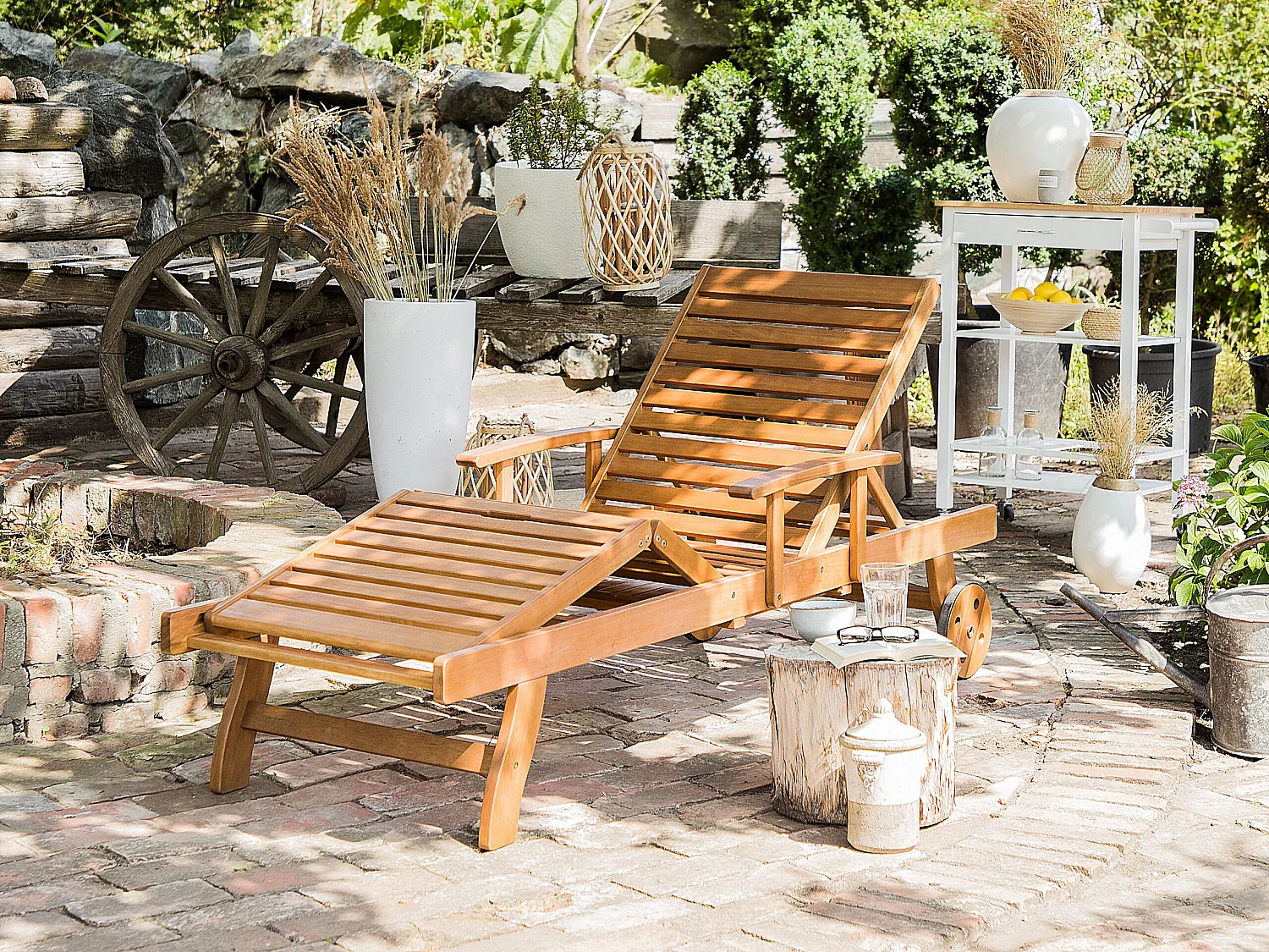 Tuinligstoel Hout Lichte houtkleur JAVA