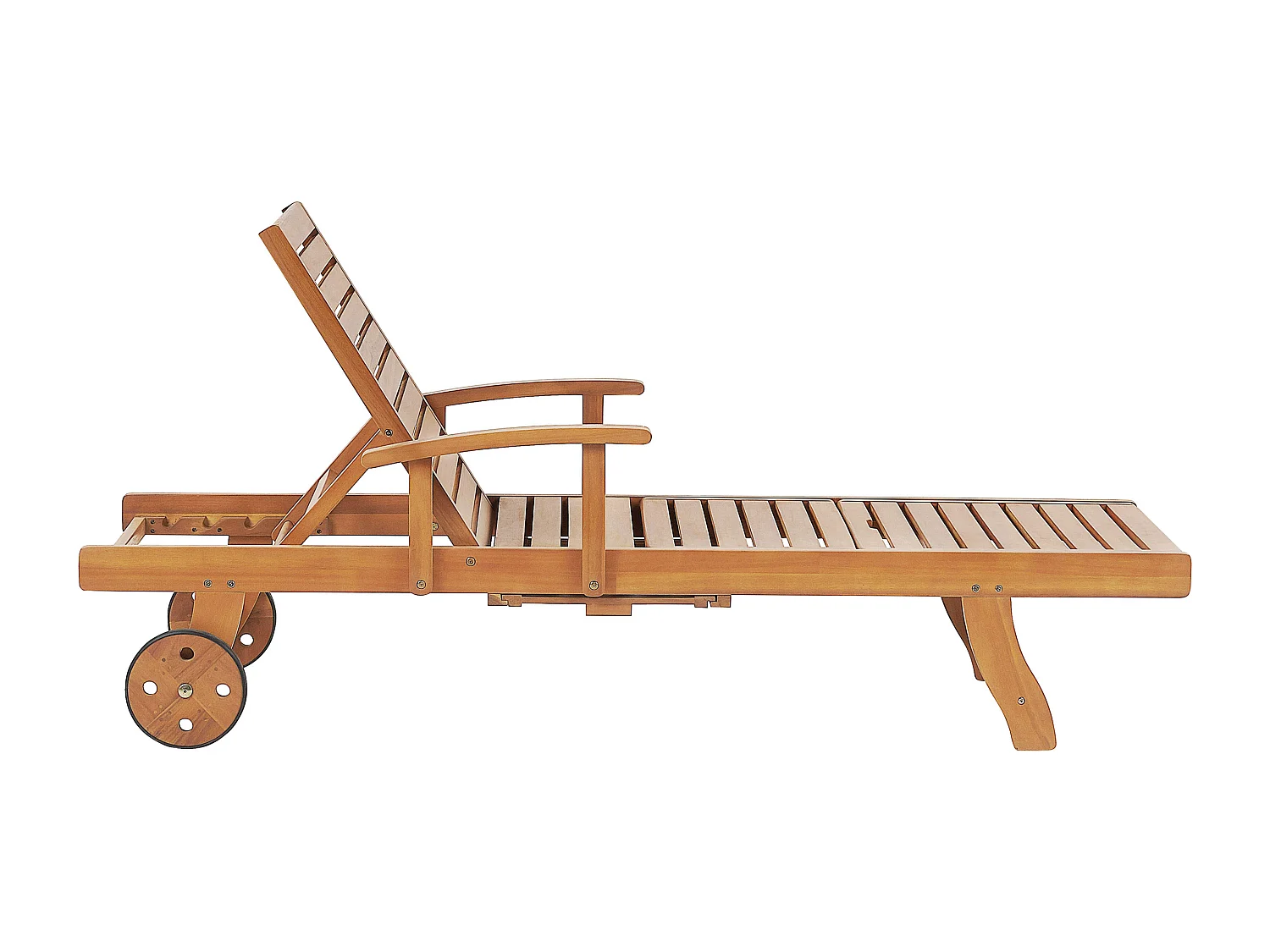 Leżak ogrodowy z poduszką JAVA Rozkładany Drewno akacjowe Czerwony