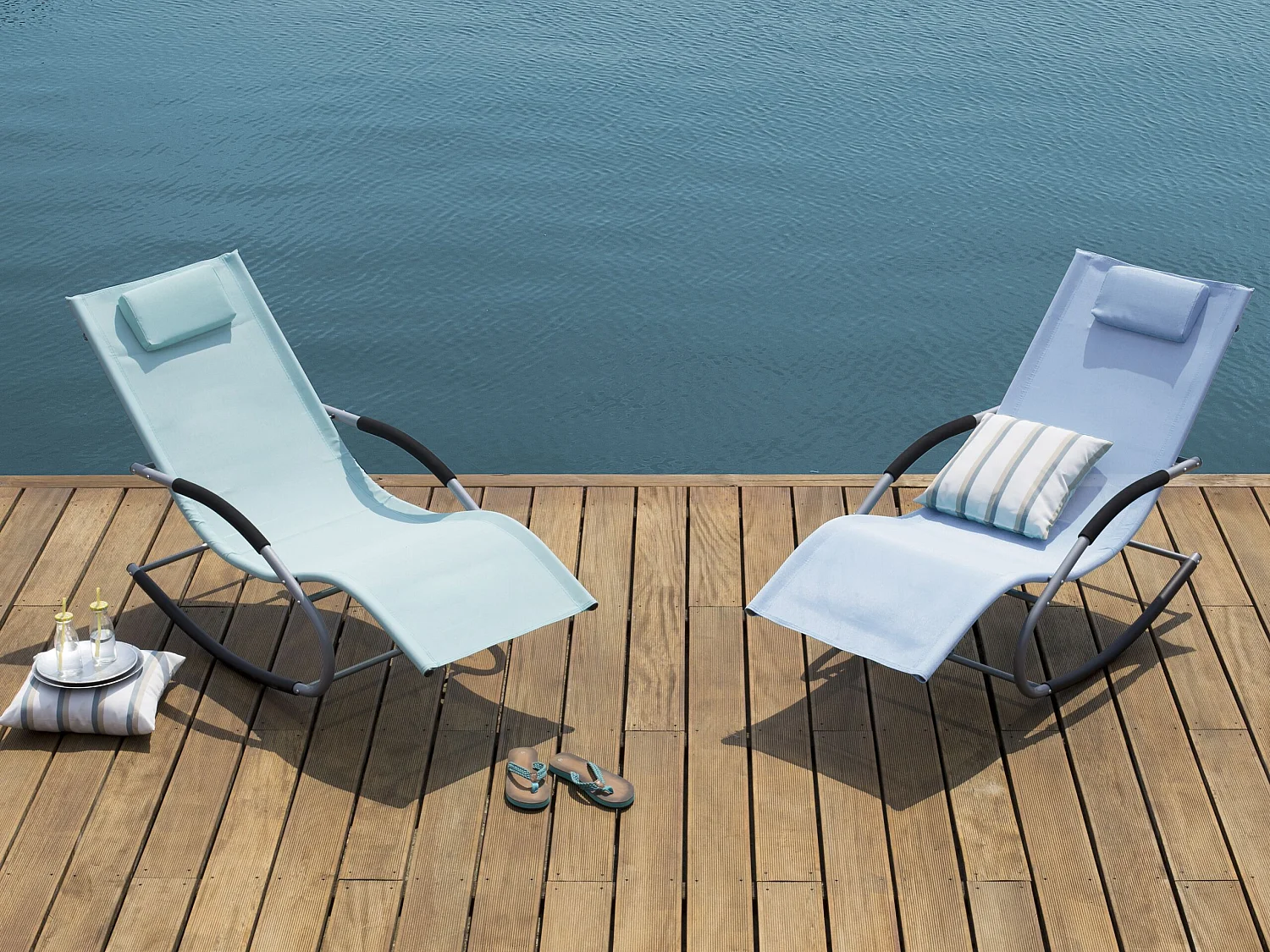 Transat à bascule CARANO Métal Bleu