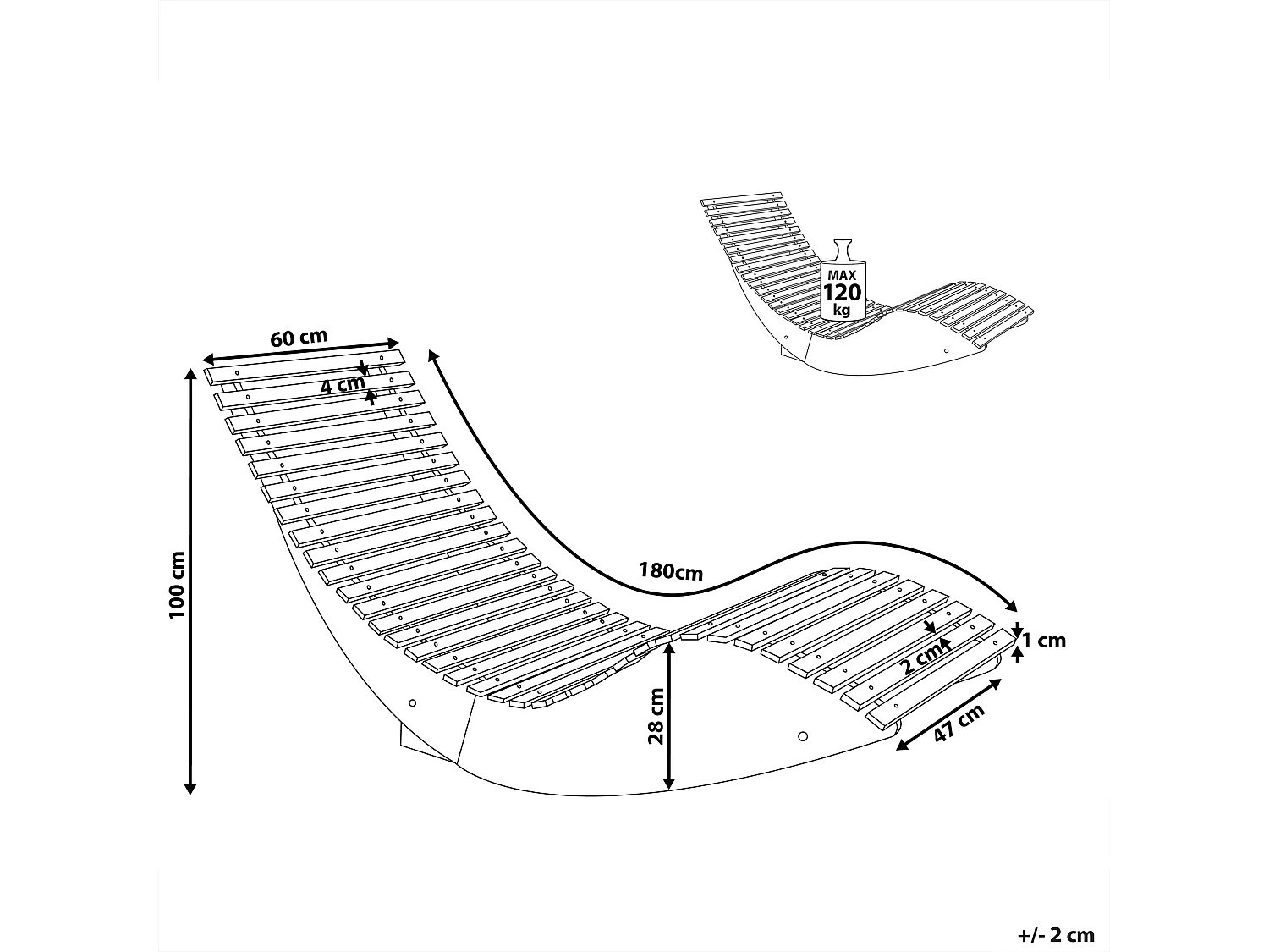 Lettino Prendisole BRESCIA Legno d'acacia Marrone