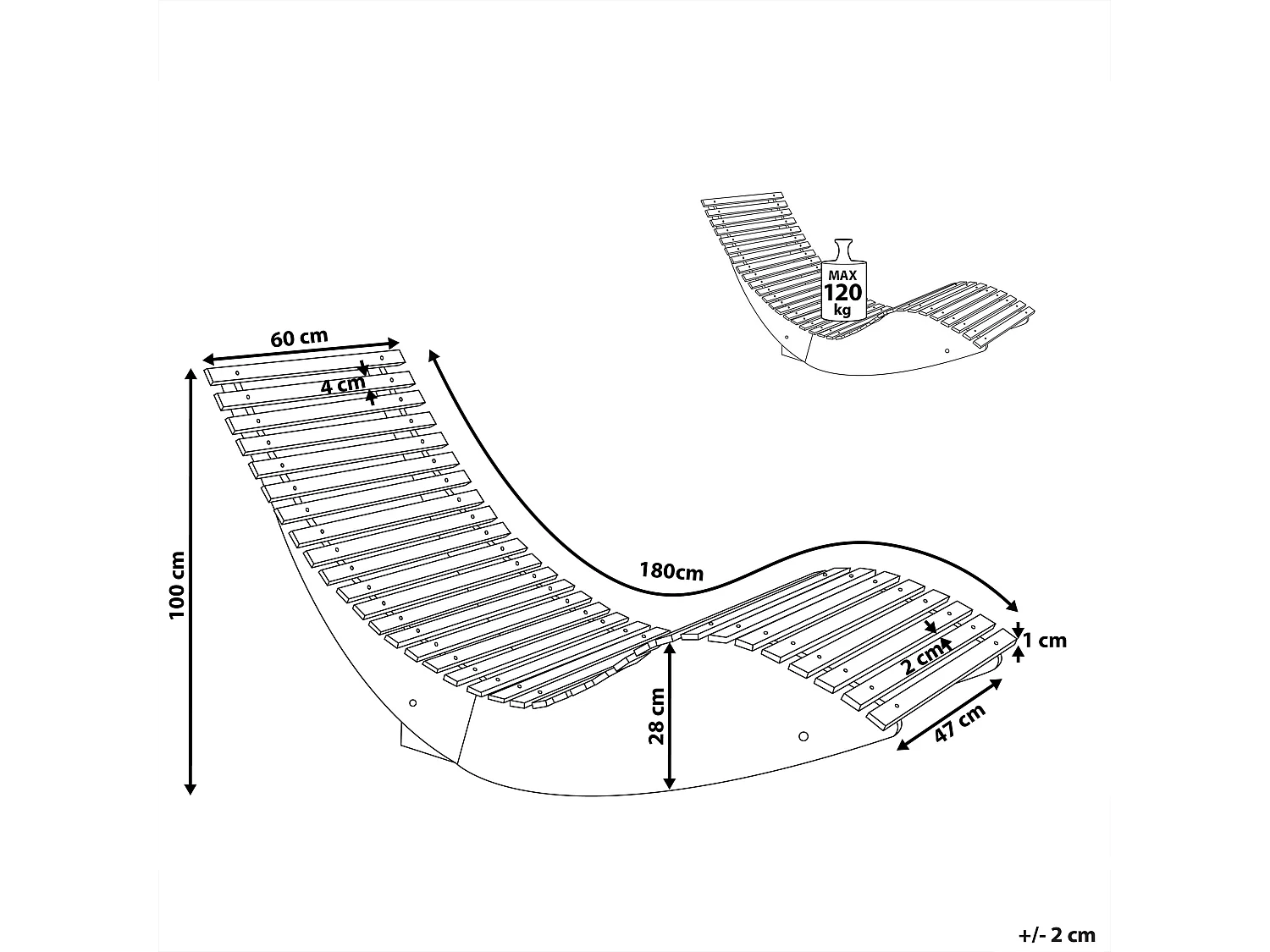 Lettino Prendisole BRESCIA Legno d'acacia Marrone
