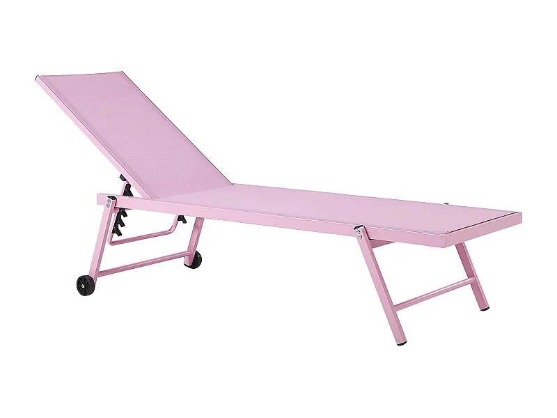 Sonnenliege Gartenliege mit Rollen Aluminium Textilbespannung Rosa Portofino