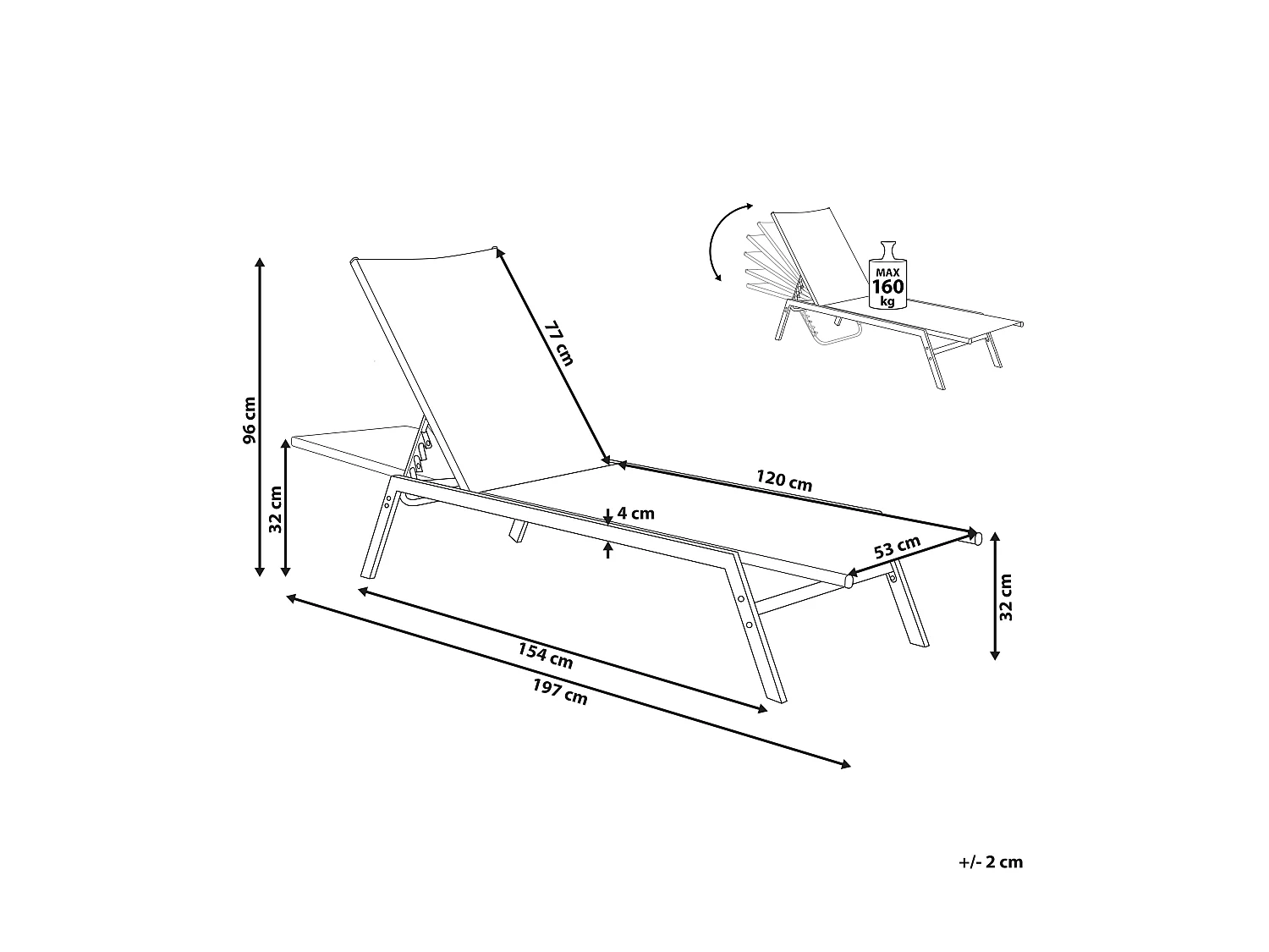 Ligstoel NOLI Metaal Zwart