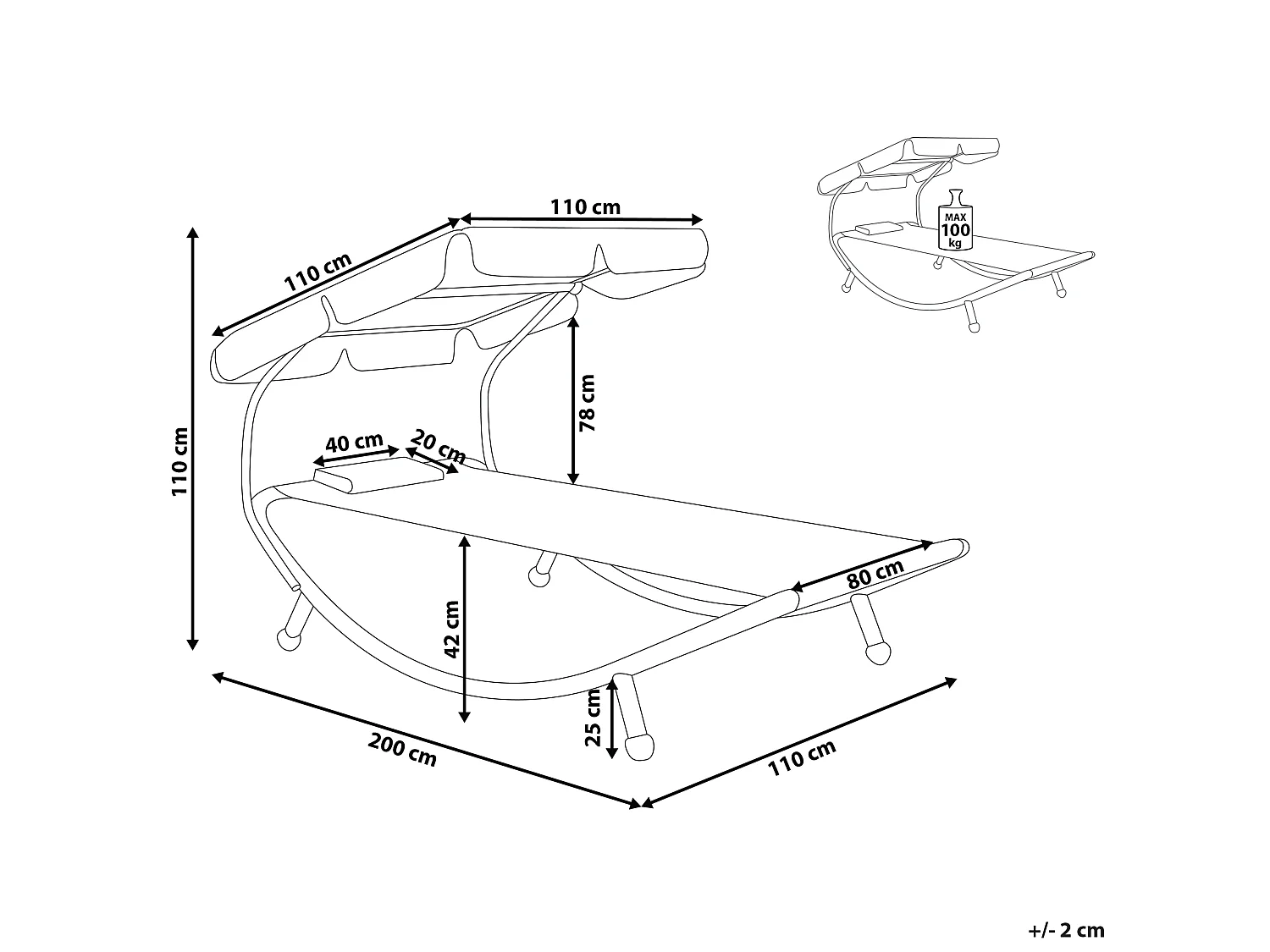 Leżak ogrodowy TERNO Metal Szary