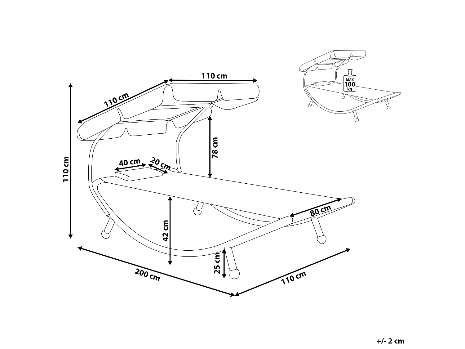 Lettino Prendisole TERNO Metallo Grigio
