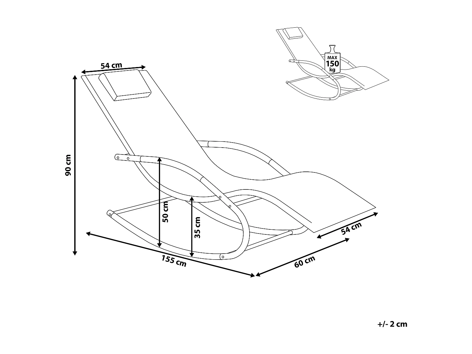 Leżak ogrodowy bujany CARANO II Metal Czerwony