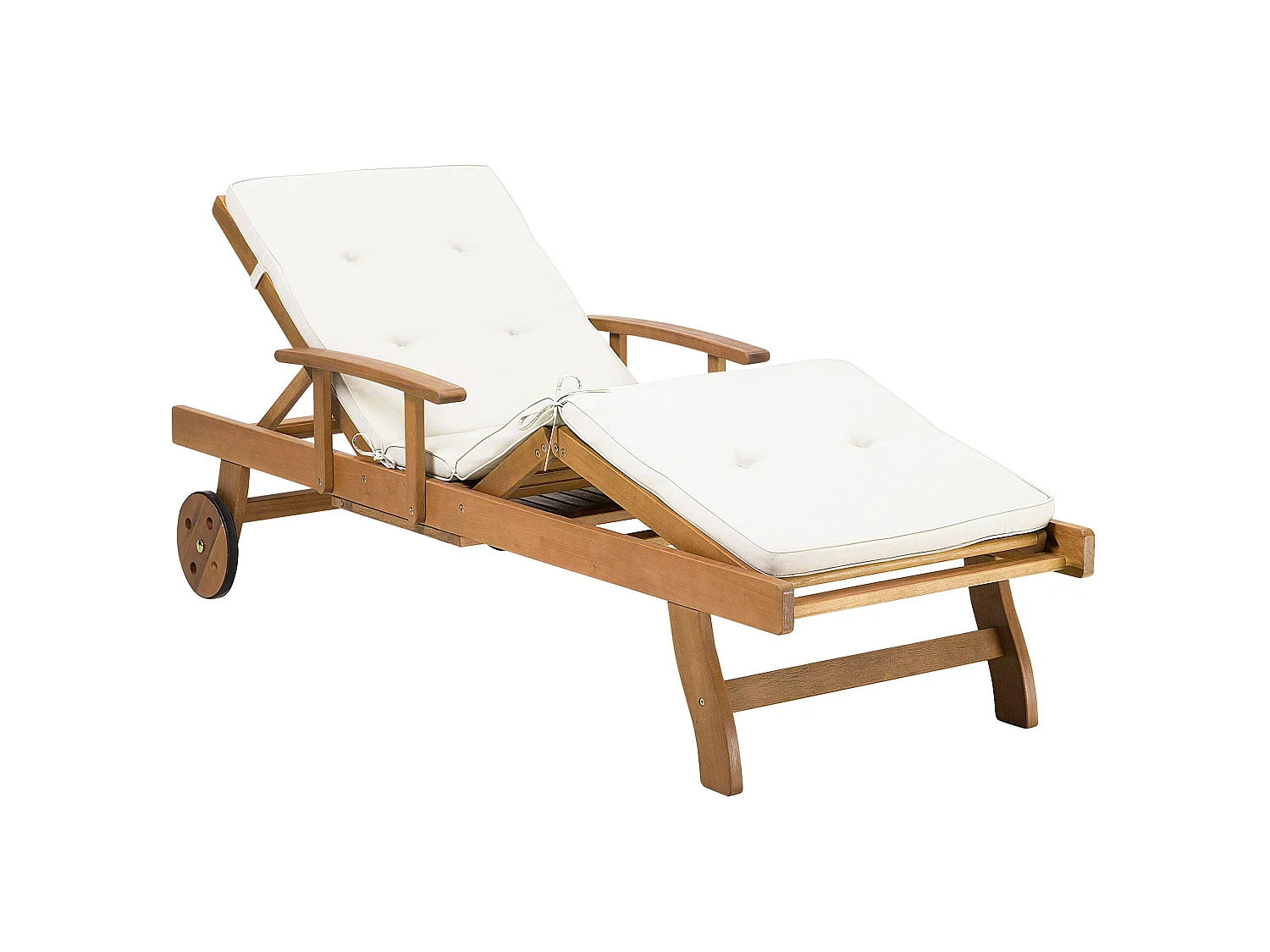 Lettino Prendisole con Cuscino JAVA Legno d'acacia Bianco sporco