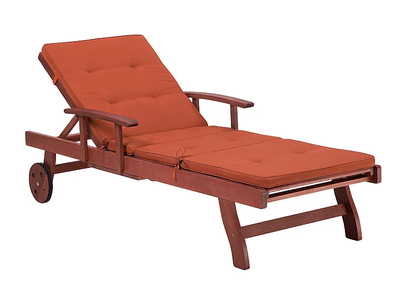 Gartenliege Rollenliege Sonnenliege Akazienholz Auflage in Terracotta Toscana