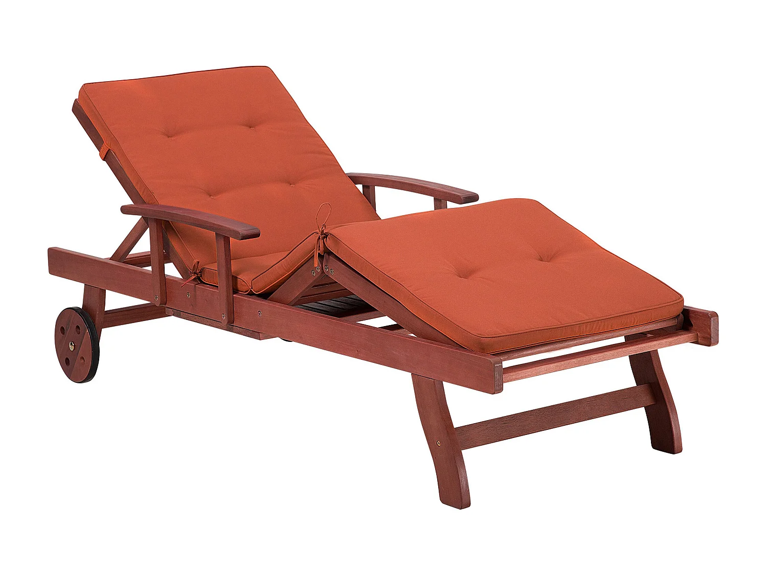 Gartenliege Rollenliege Sonnenliege Akazienholz Auflage in Terracotta Toscana