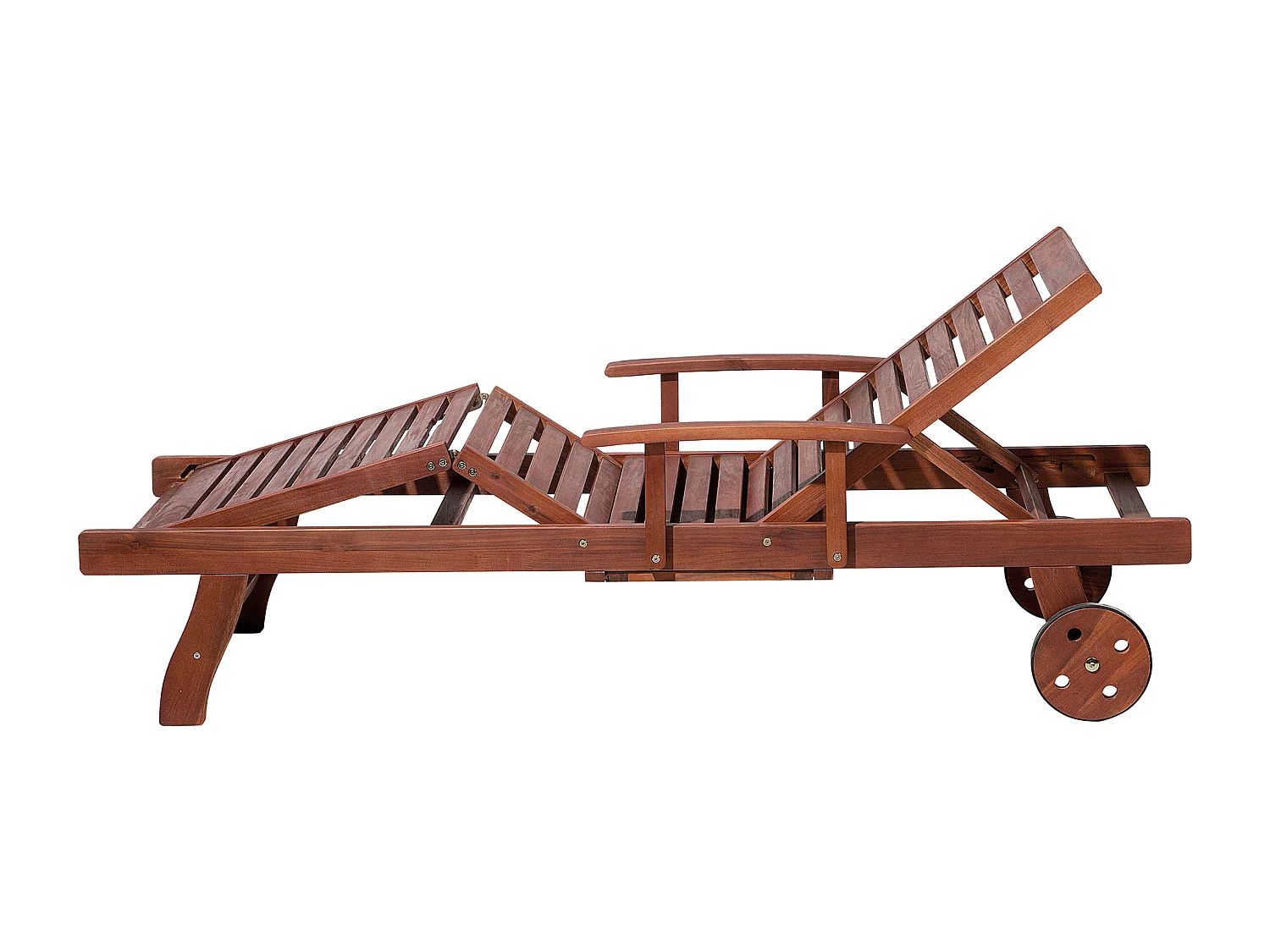 Gartenliege Rollenliege Sonnenliege Akazienholz Auflage in Terracotta Toscana