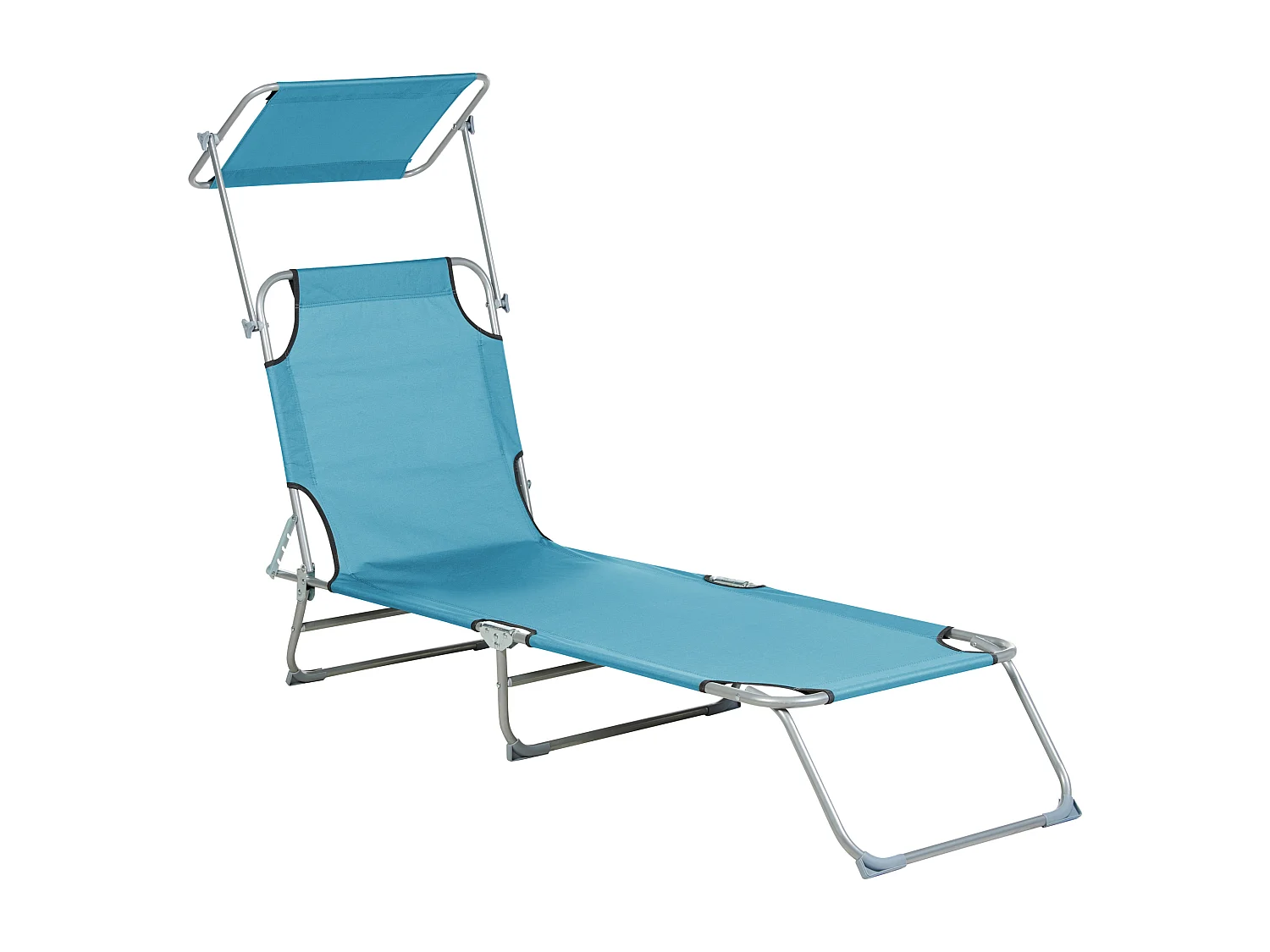 Gartenliege Sonnenliege Sonnendach Strandliege Verstellbar Stahl/Polyester Blau