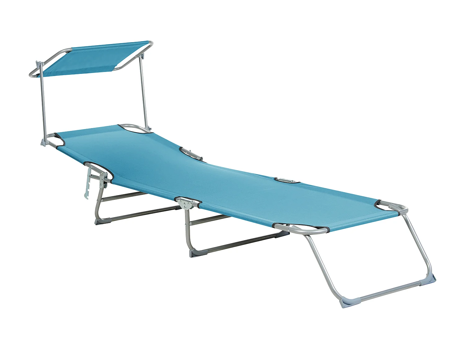 Gartenliege Sonnenliege Sonnendach Strandliege Verstellbar Stahl/Polyester Blau
