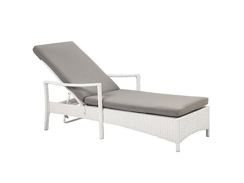 Sonnenliege mit Kissen VASTO Polyrattan Weiss
