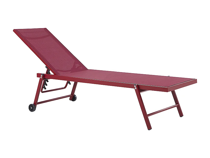 Sonnenliege Gartenliege mit Rollen Aluminium Textilbespannung Rot Portofino