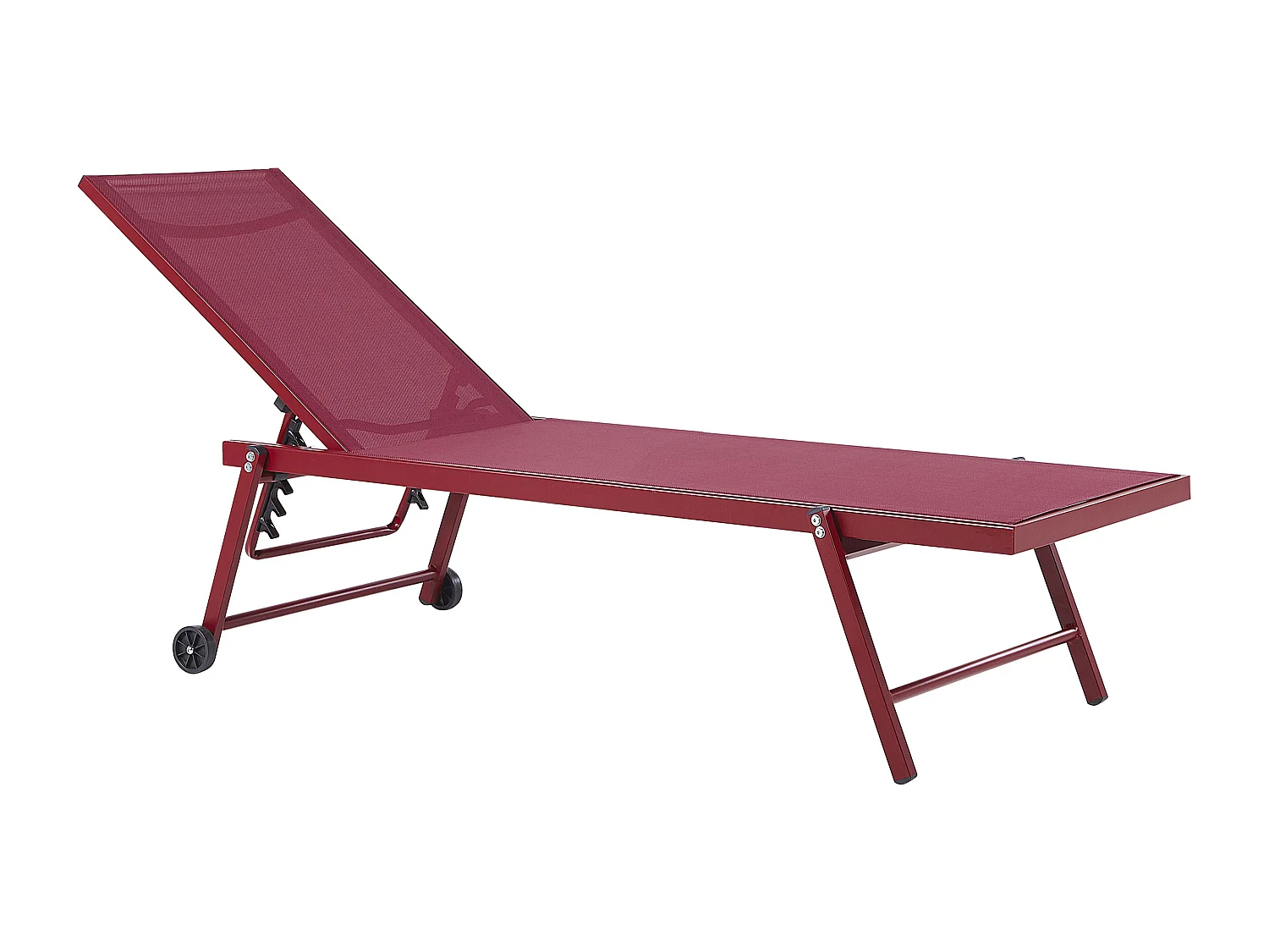 Sonnenliege Gartenliege mit Rollen Aluminium Textilbespannung Rot Portofino