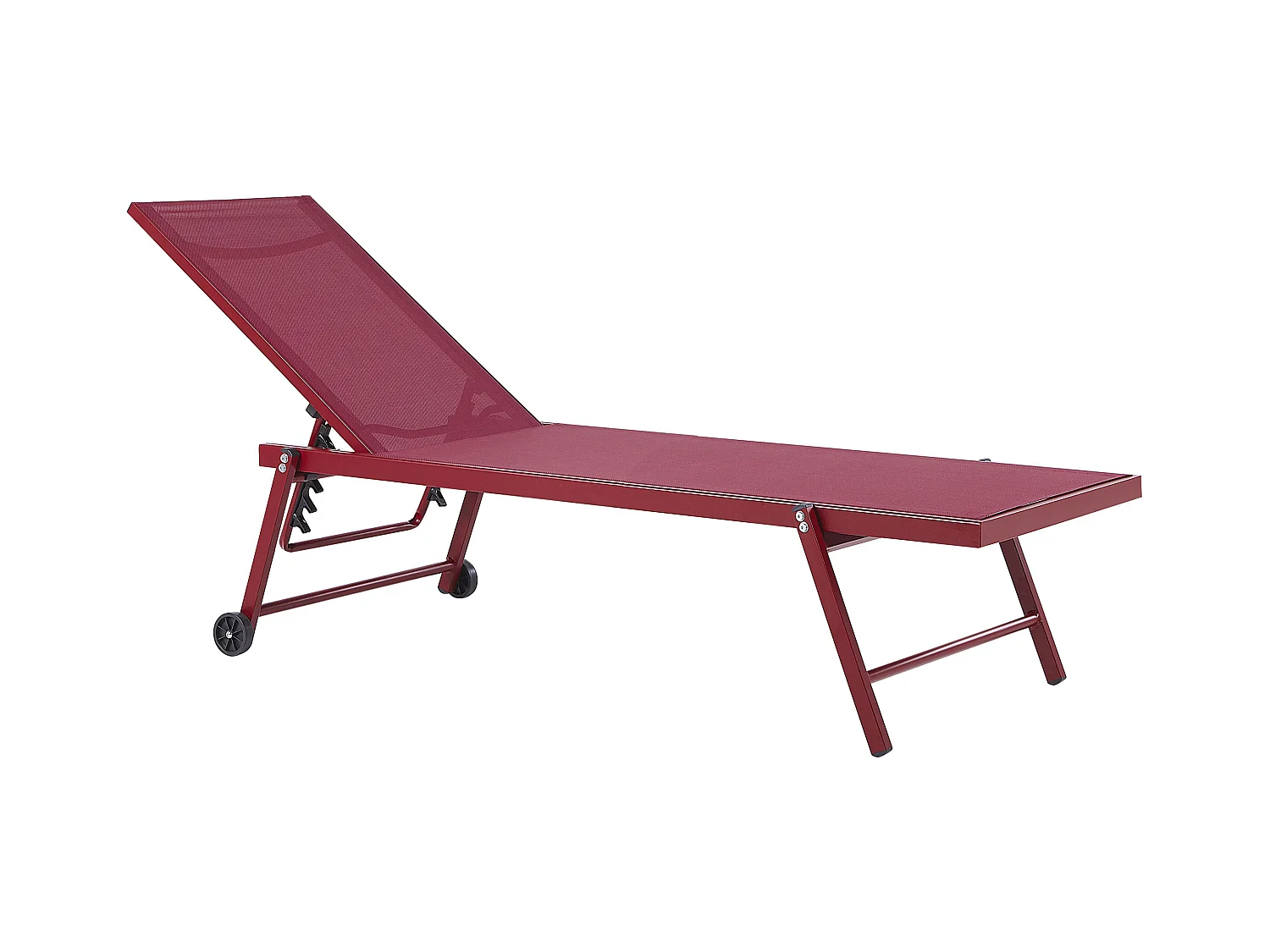 Sonnenliege Gartenliege mit Rollen Aluminium Textilbespannung Rot Portofino