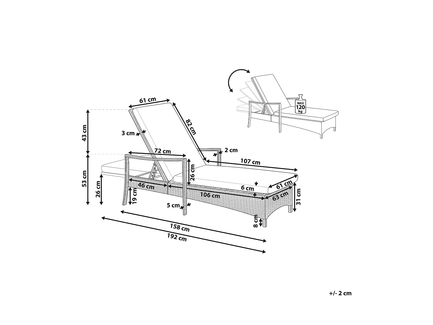Transat avec coussin VASTO Polyrotin Taupe