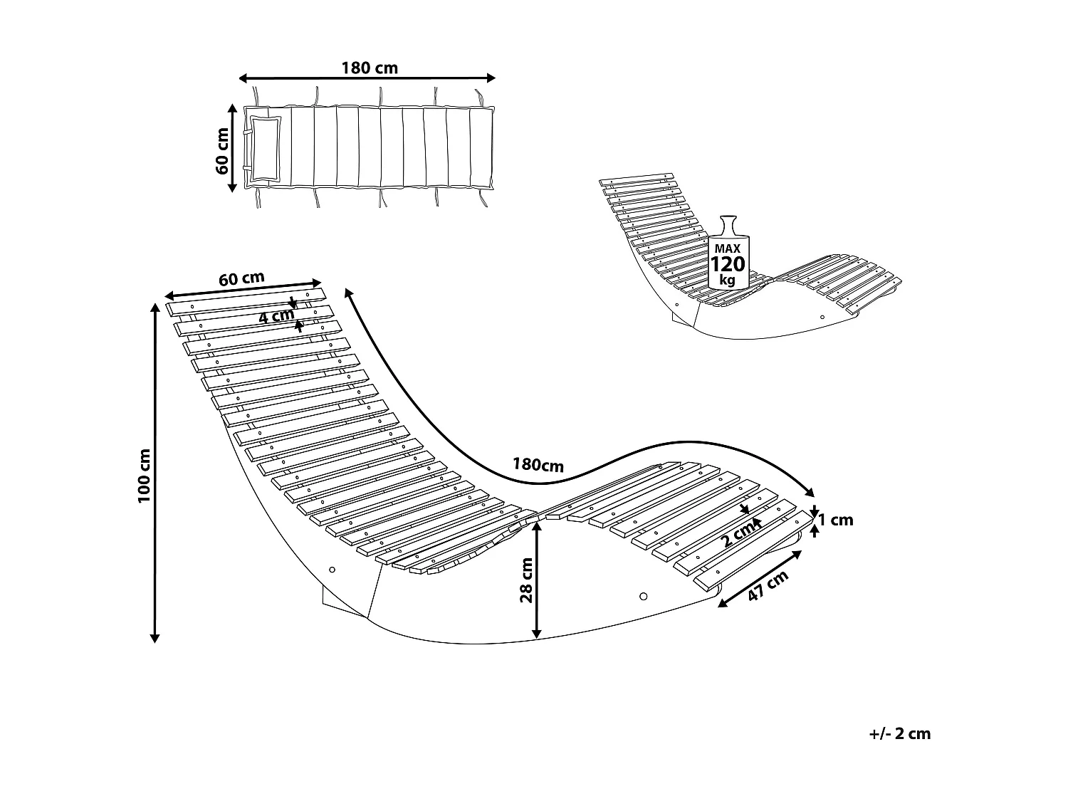 Transat avec coussin BRESCIA Acacia Rouge