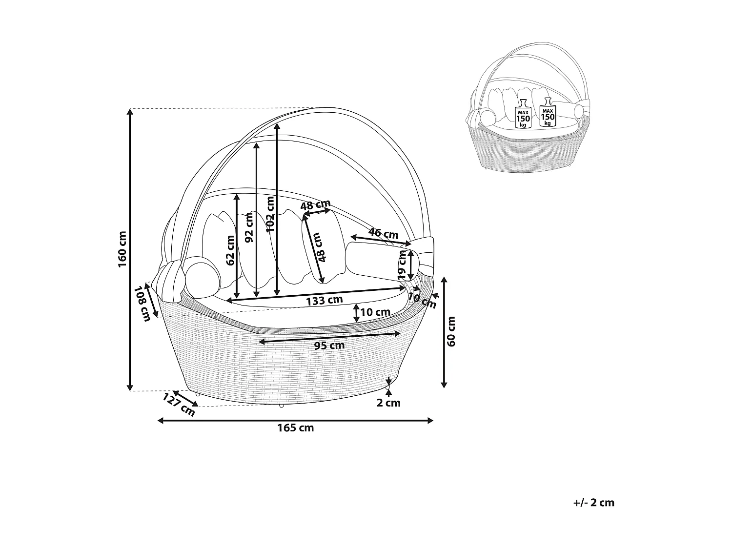 Lit de jardin SYLT Blanc