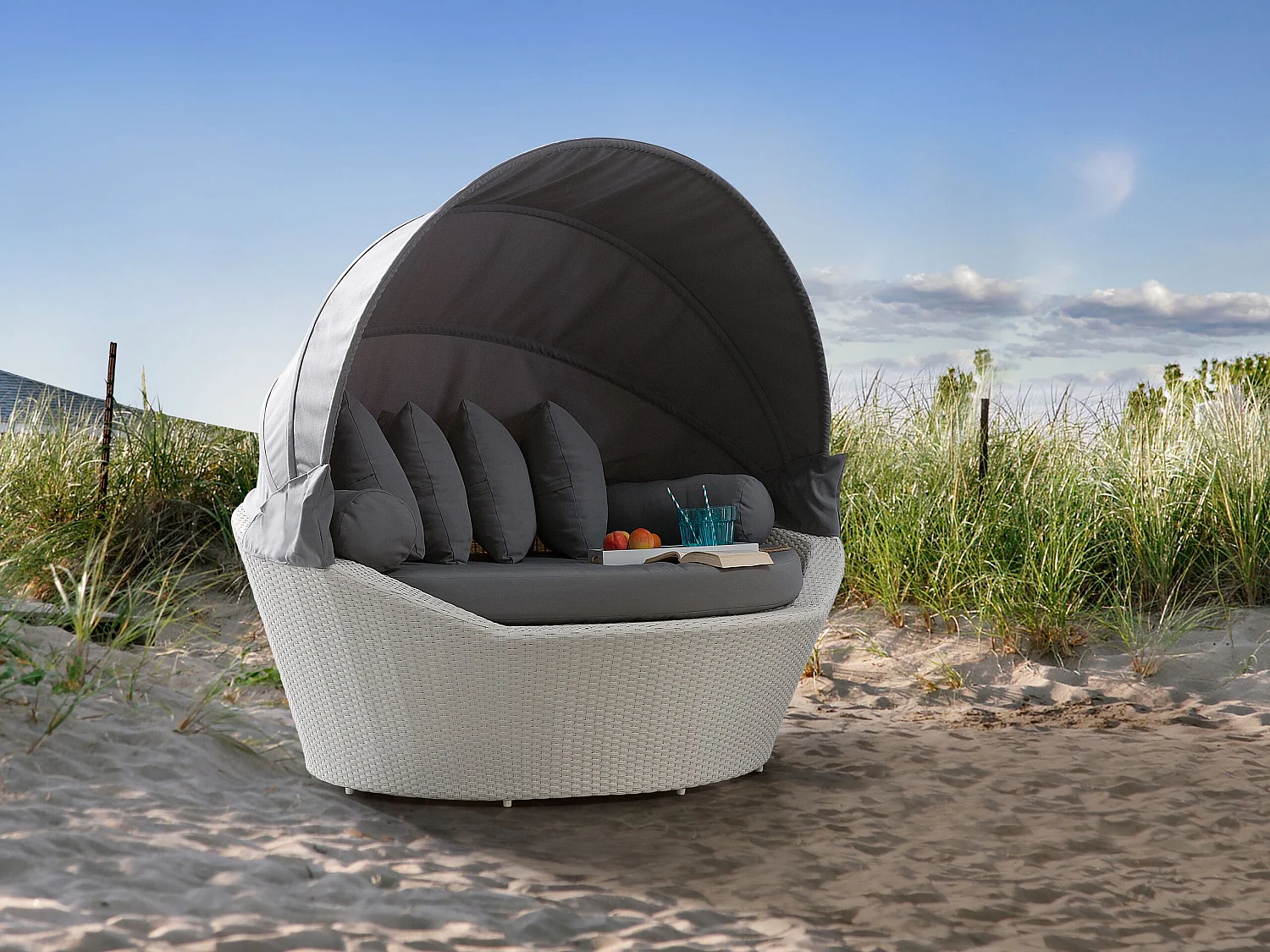 Lit de jardin SYLT Polyrotin Blanc