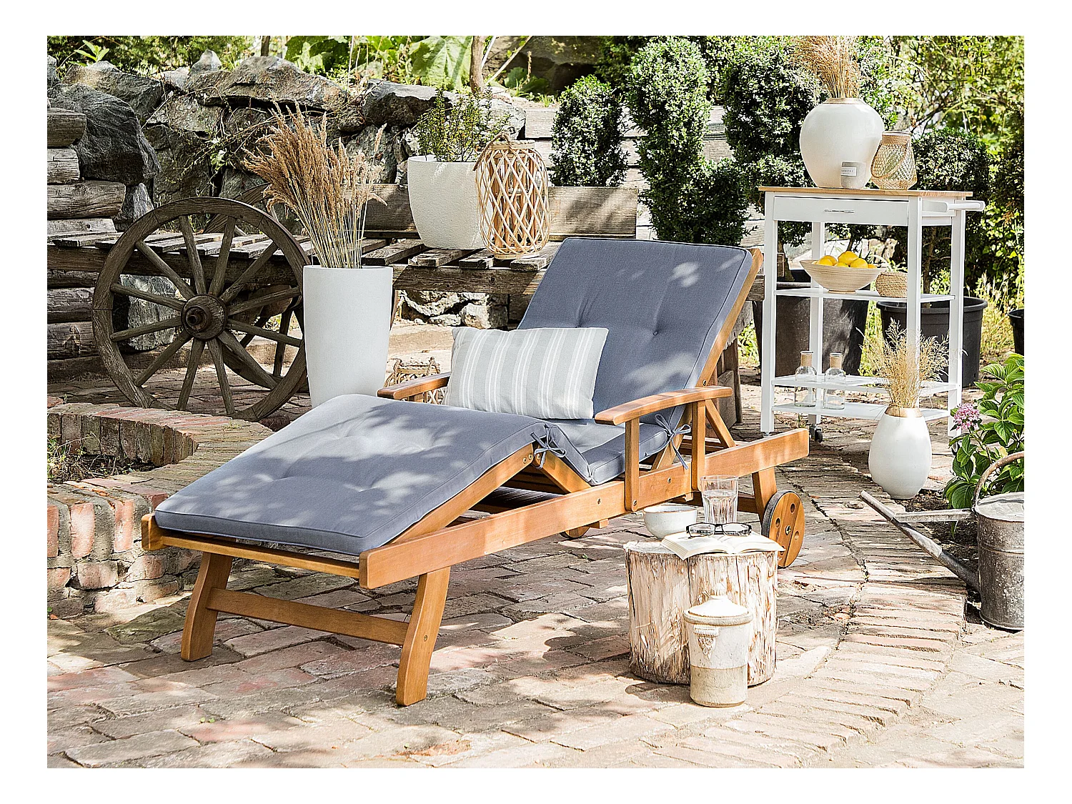 Chaise longue avec coussin Bois Bleu JAVA