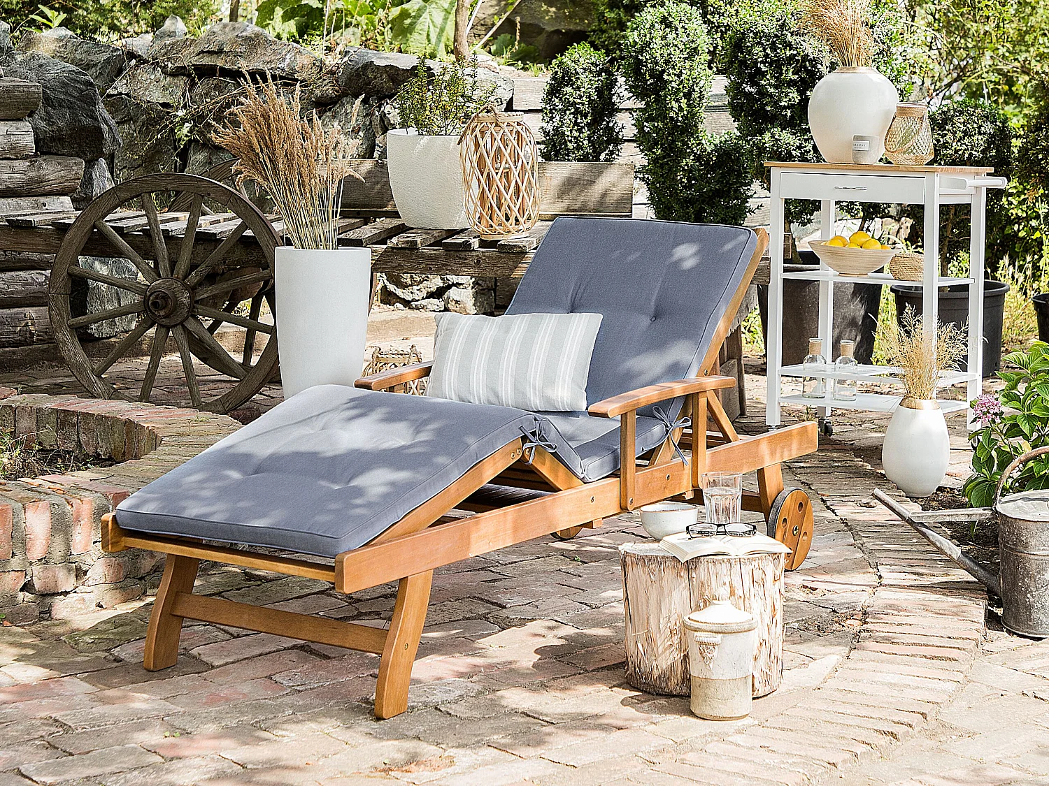 Chaise longue avec coussin Bois Bleu JAVA