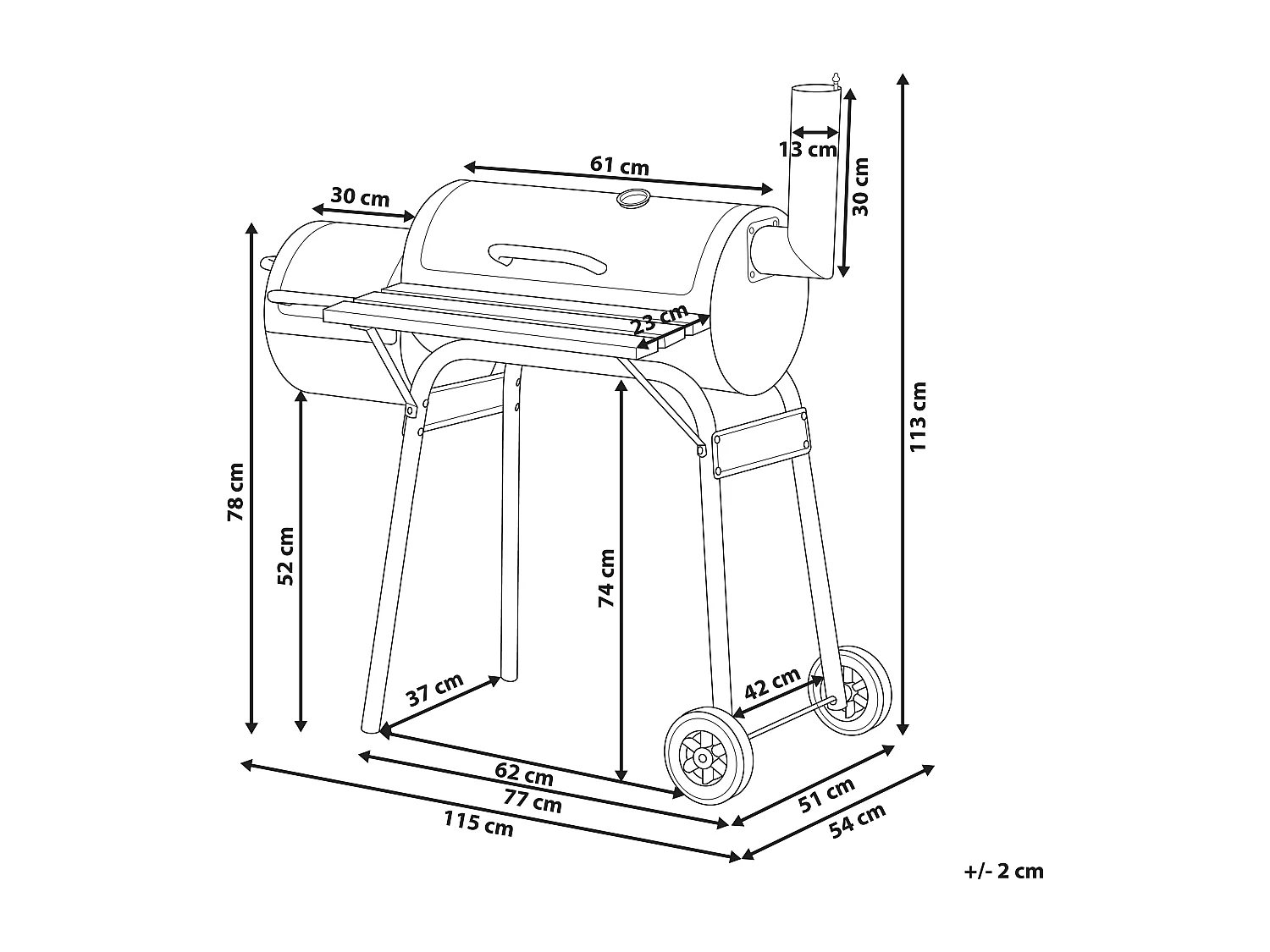 Gril à charbon de bois KATLA avec fumoir Métal Noir