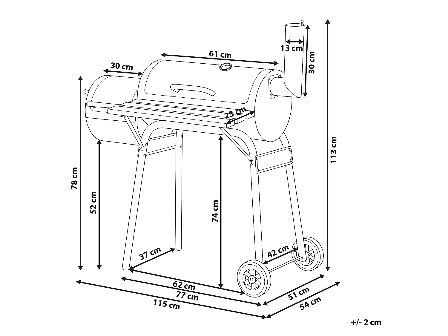 Holzkohlegrill KATLA mit Räucherkammer Metall Schwarz
