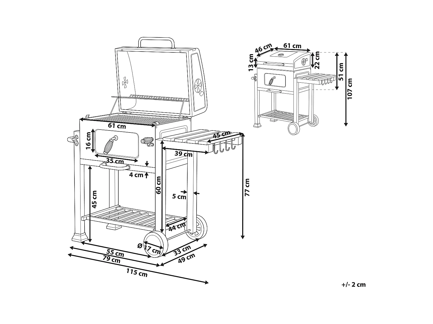 Grelhador a carvão PAVLOF Metal Preto