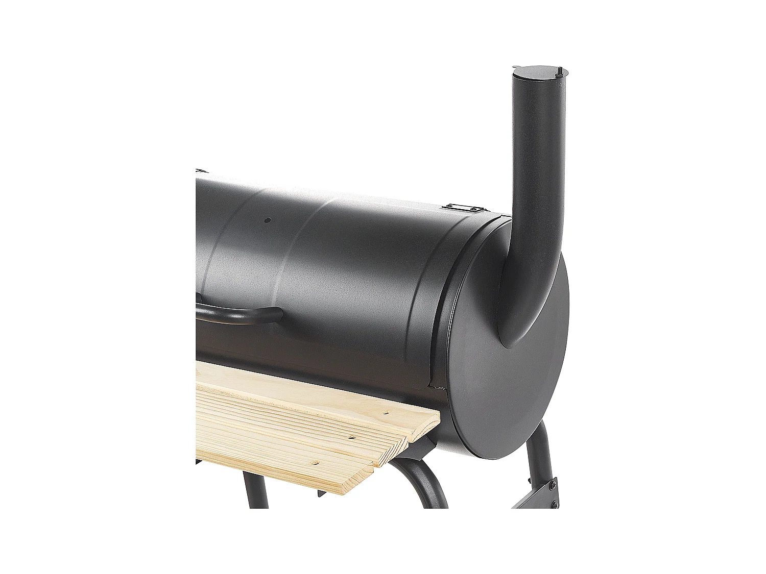 Holzkohlegrill schwarz aus Stahl mit Räucherkammer rollbar Tonnengrill BBQ Satah