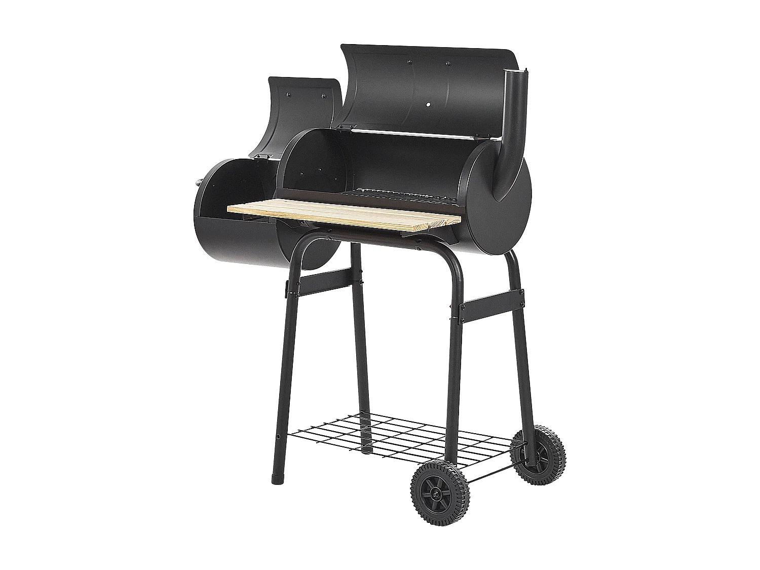 Houtskoolgrill voor buiten SATAH met smoker Metaal Zwart