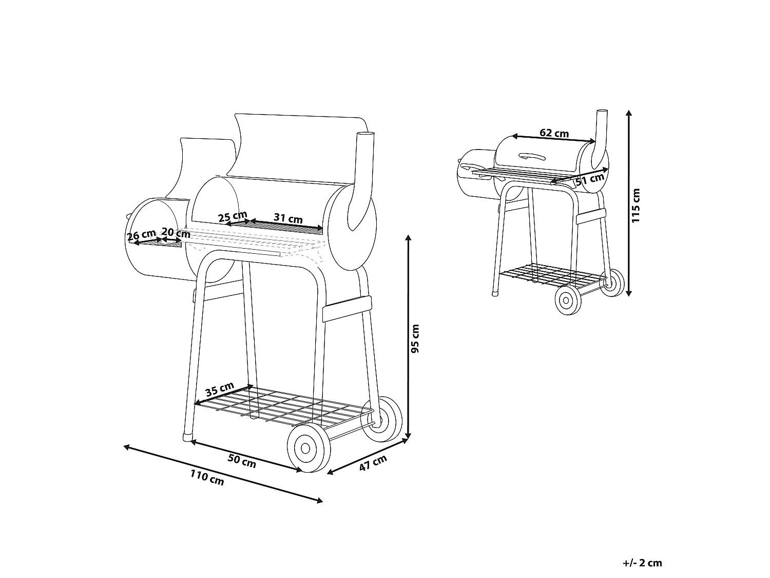 Charcoal BBQ Grill SATAH with Smoker Metal Black