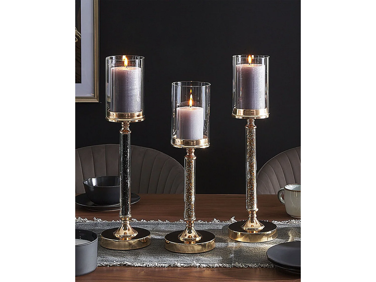 Candelero ABBEVILLE Vidrio 48 cm Dorado