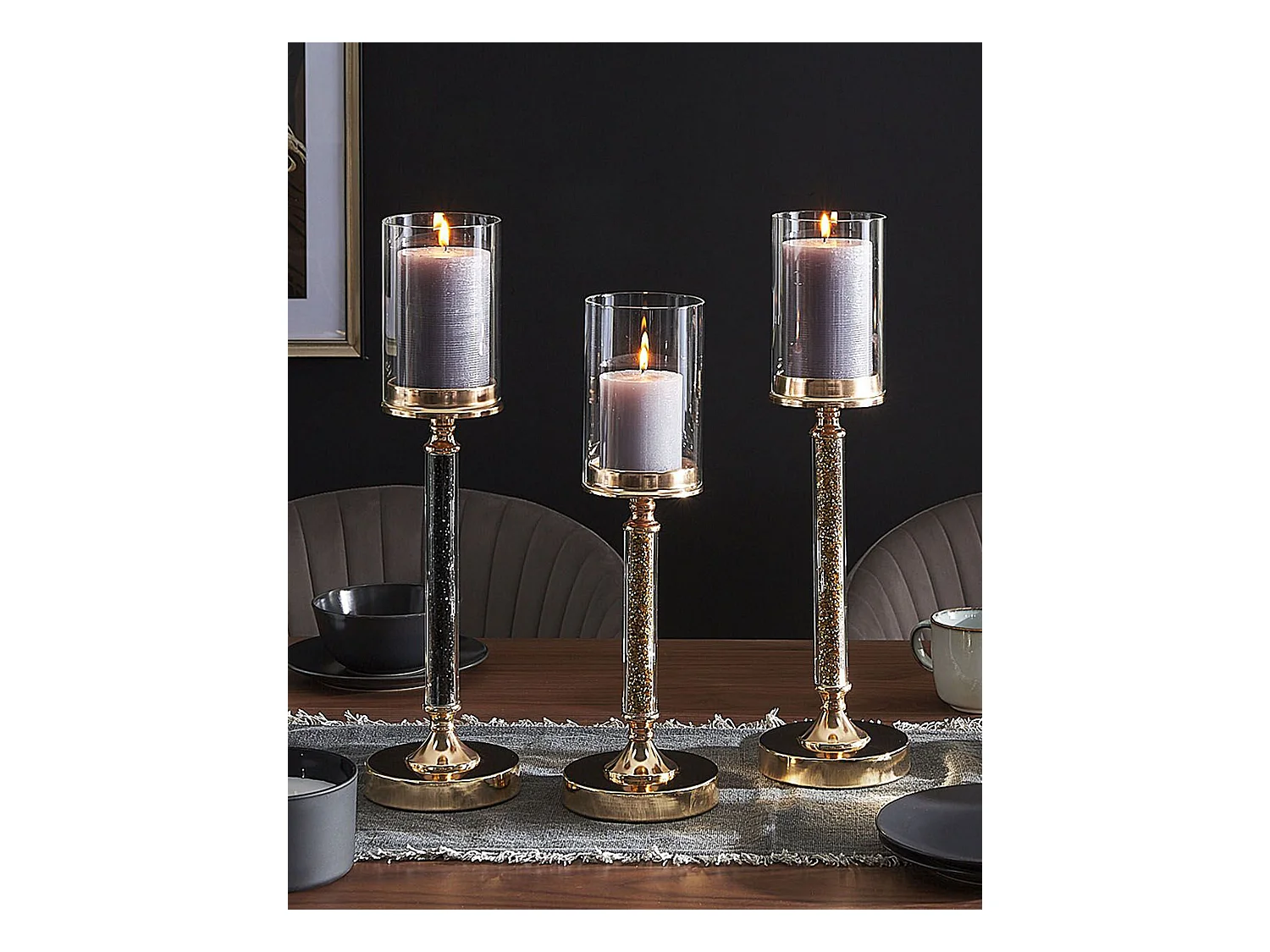 Bougeoir ABBEVILLE Verre 48 cm Doré