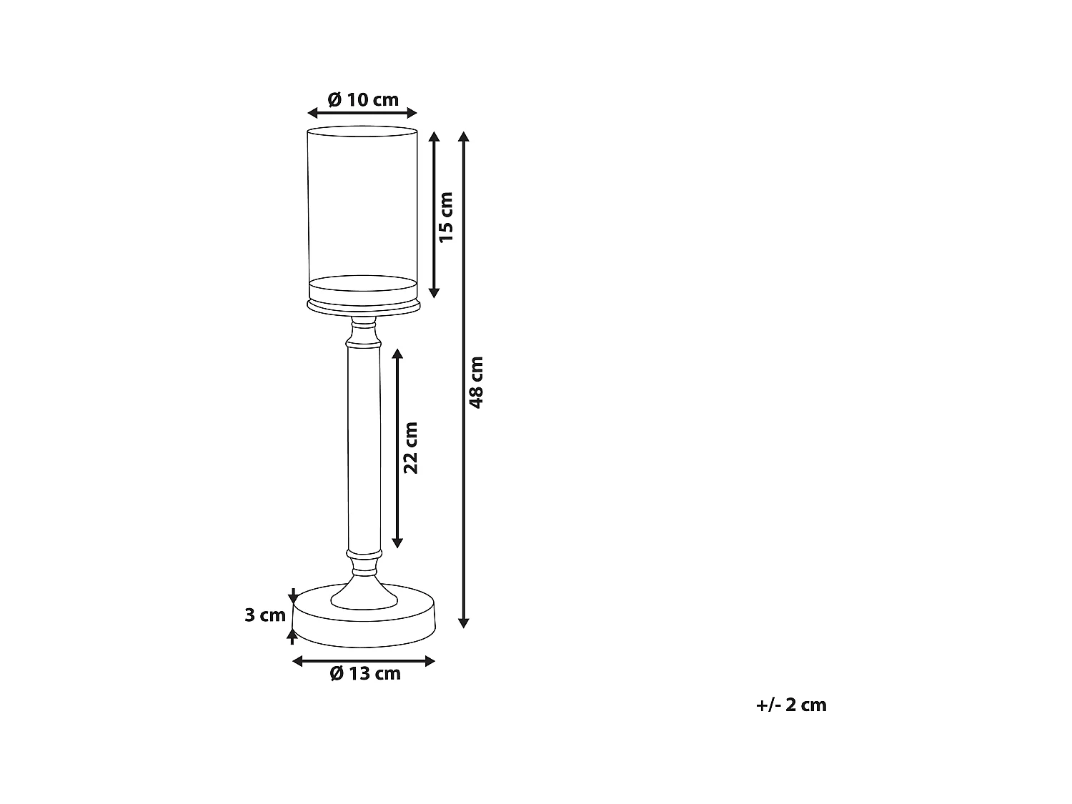 Bougeoir ABBEVILLE Verre 48 cm Doré